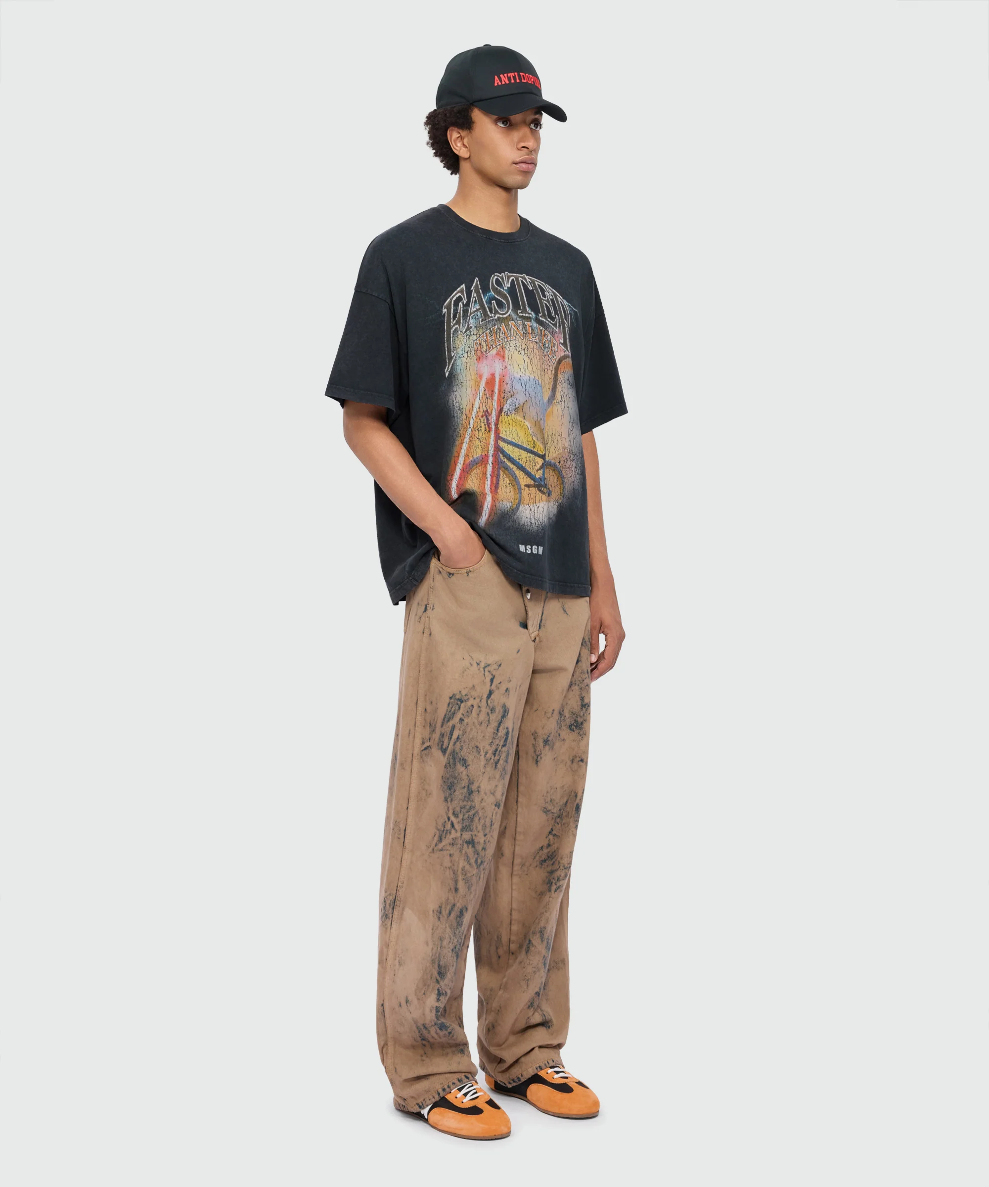 Anthracite grey short-sleeve cotton jersey T-shirt with front print - Image 4