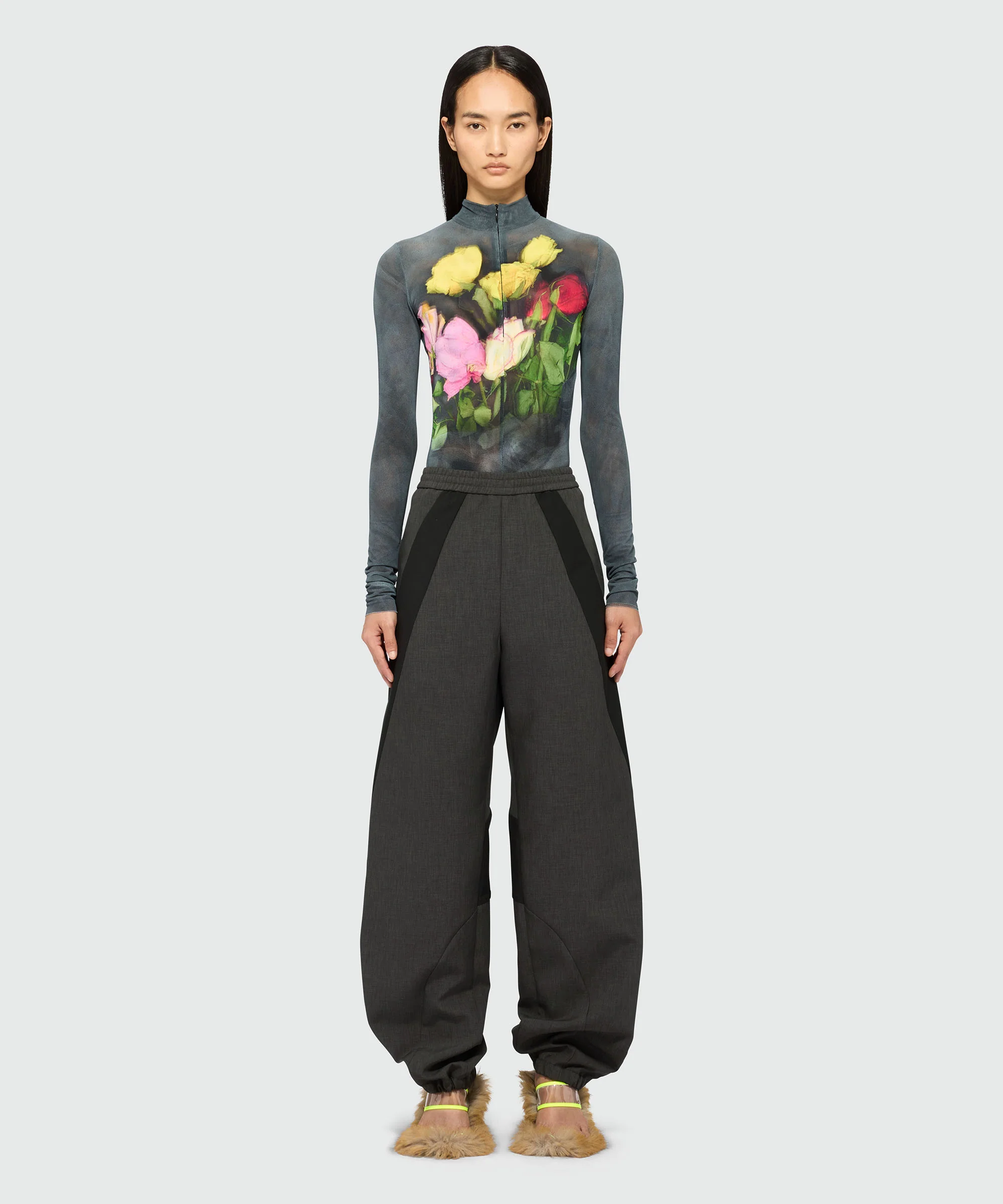 Anthracite trousers in compact melange twill with technical inserts - Image 2