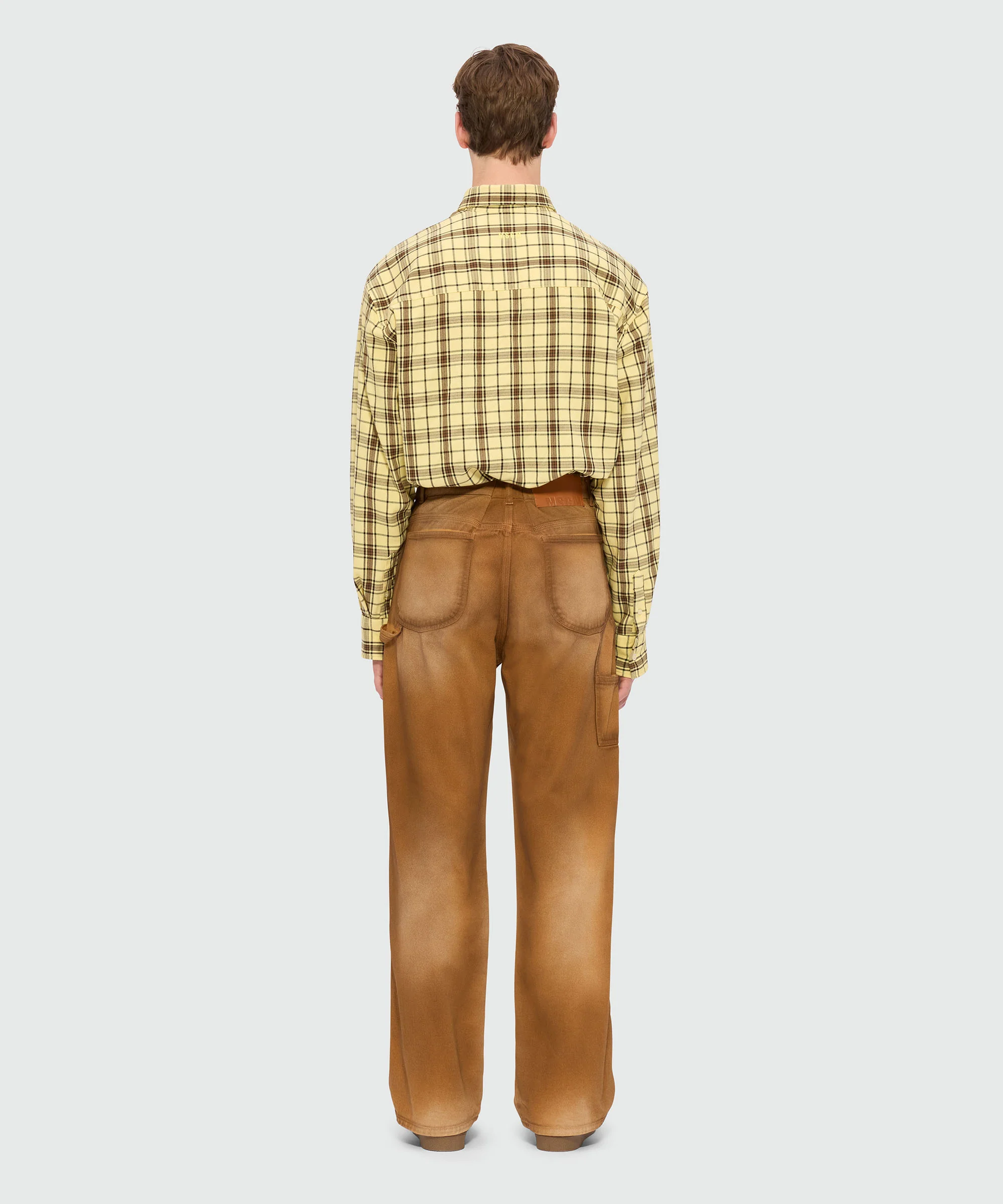 Beige spray-effect denim trousers - Image 3