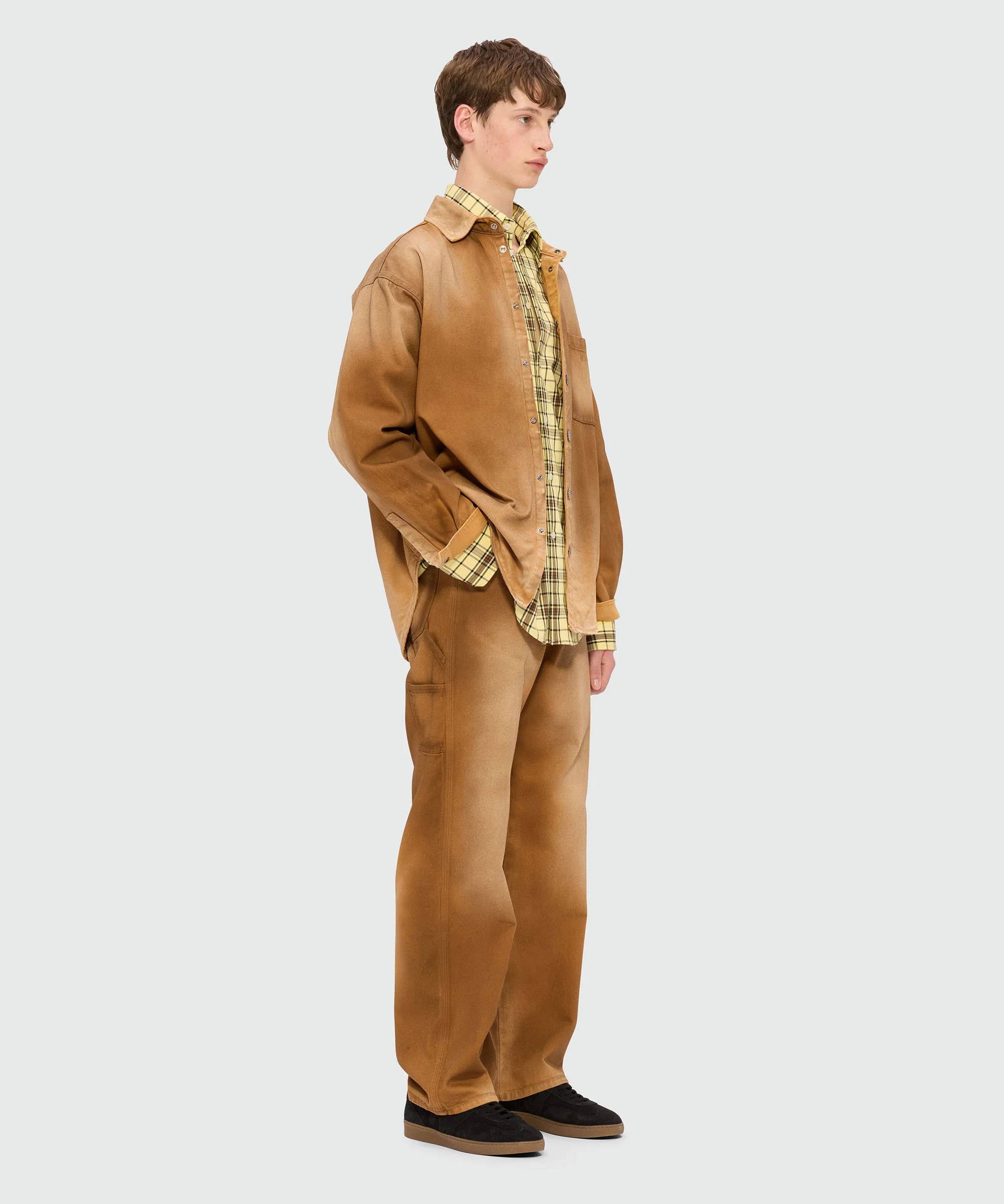 Beige spray-effect denim trousers - Image 4
