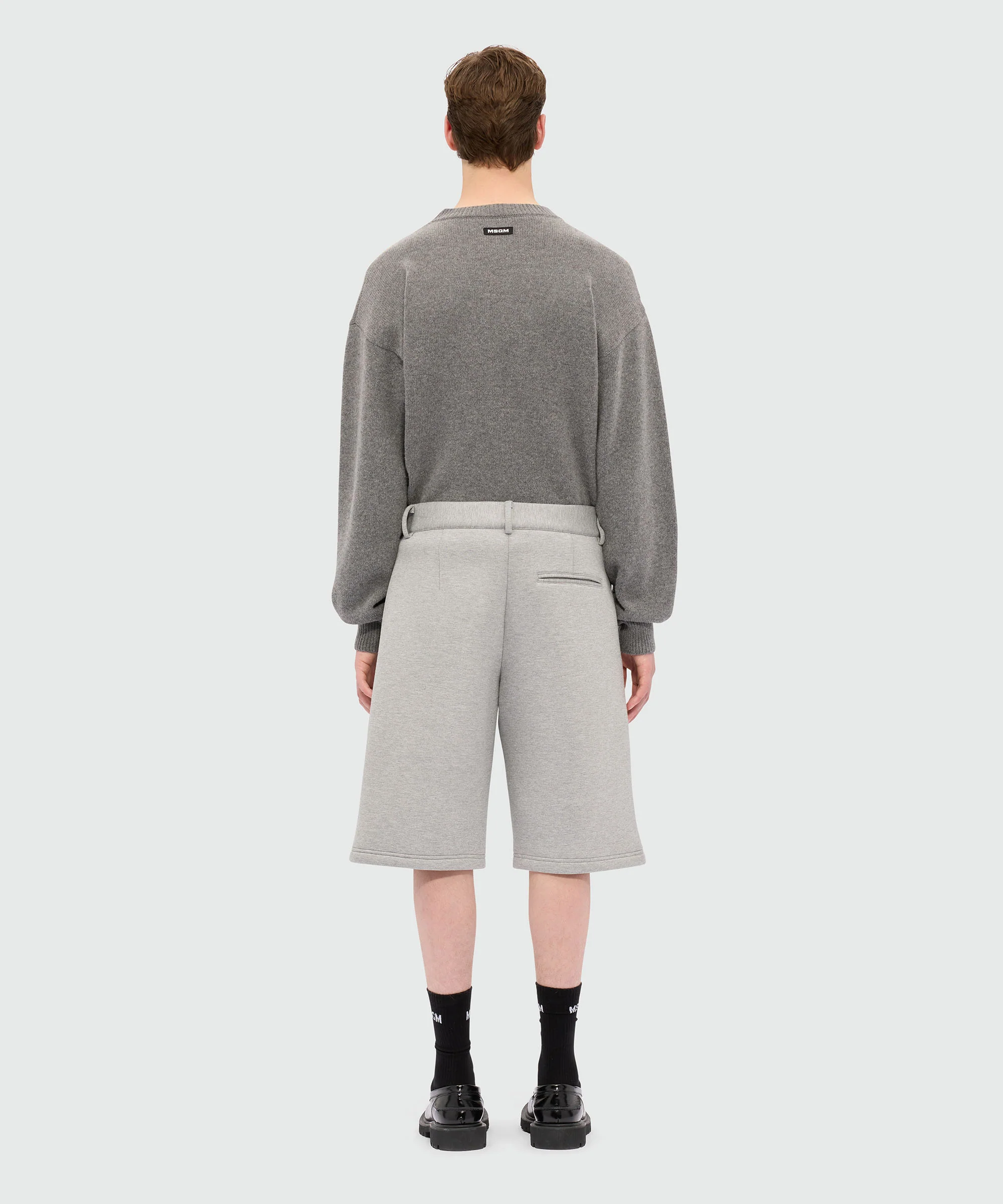 Bermuda shorts in grey melange scuba fabric - Image 3