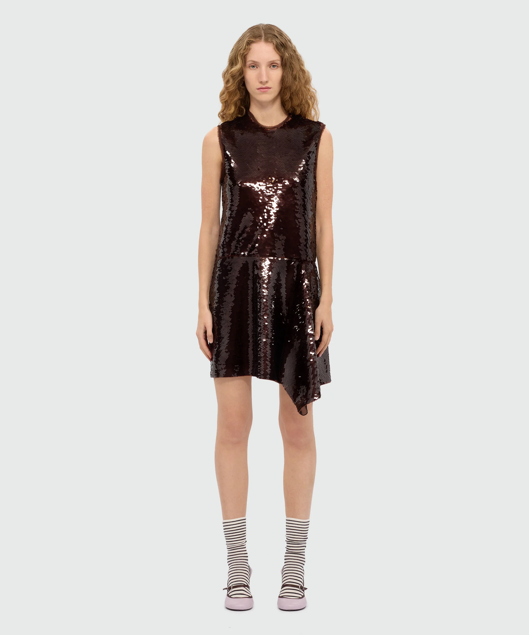 Black asymmetrical sequin dress. - Image 2