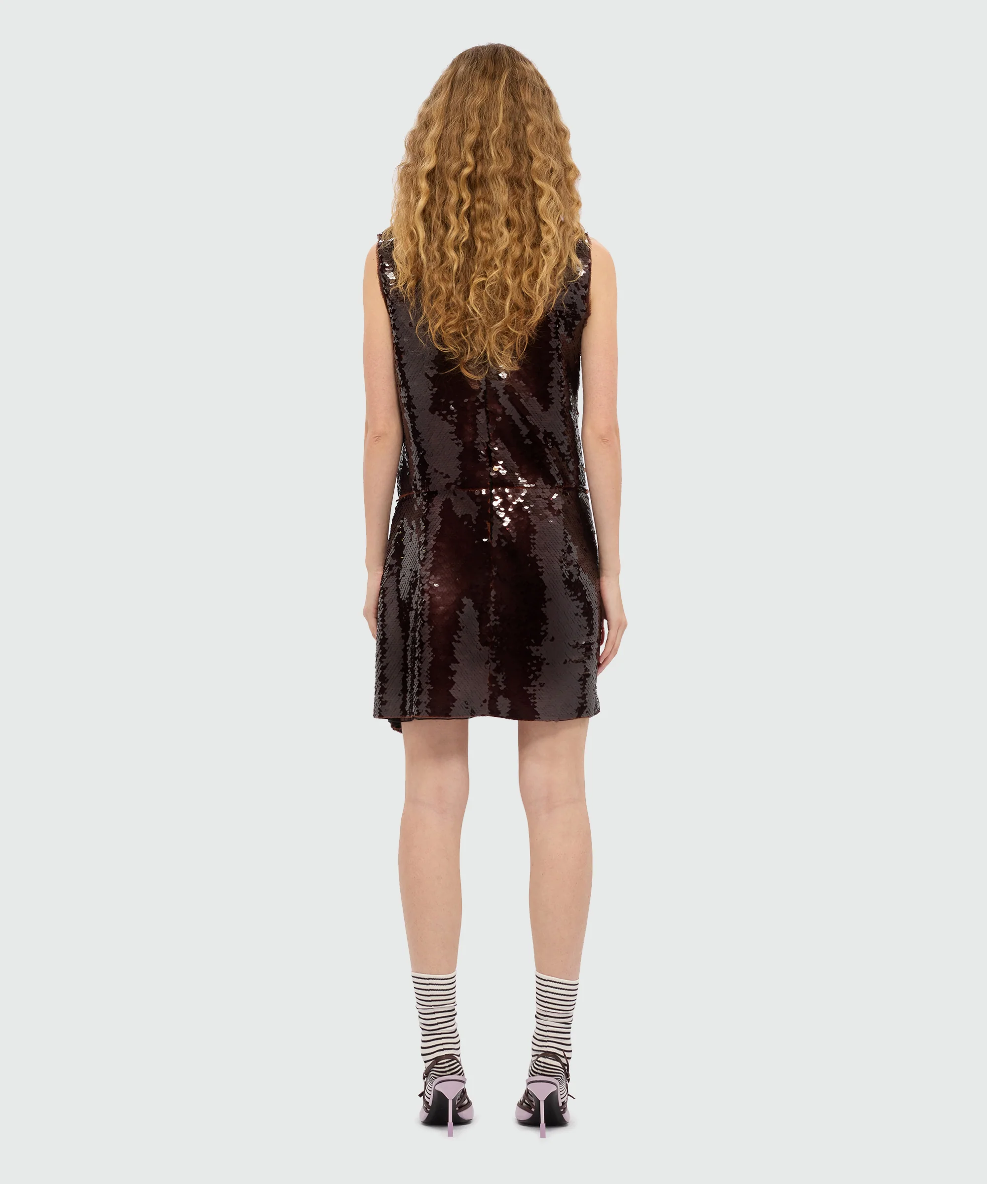 Black asymmetrical sequin dress. - Image 3