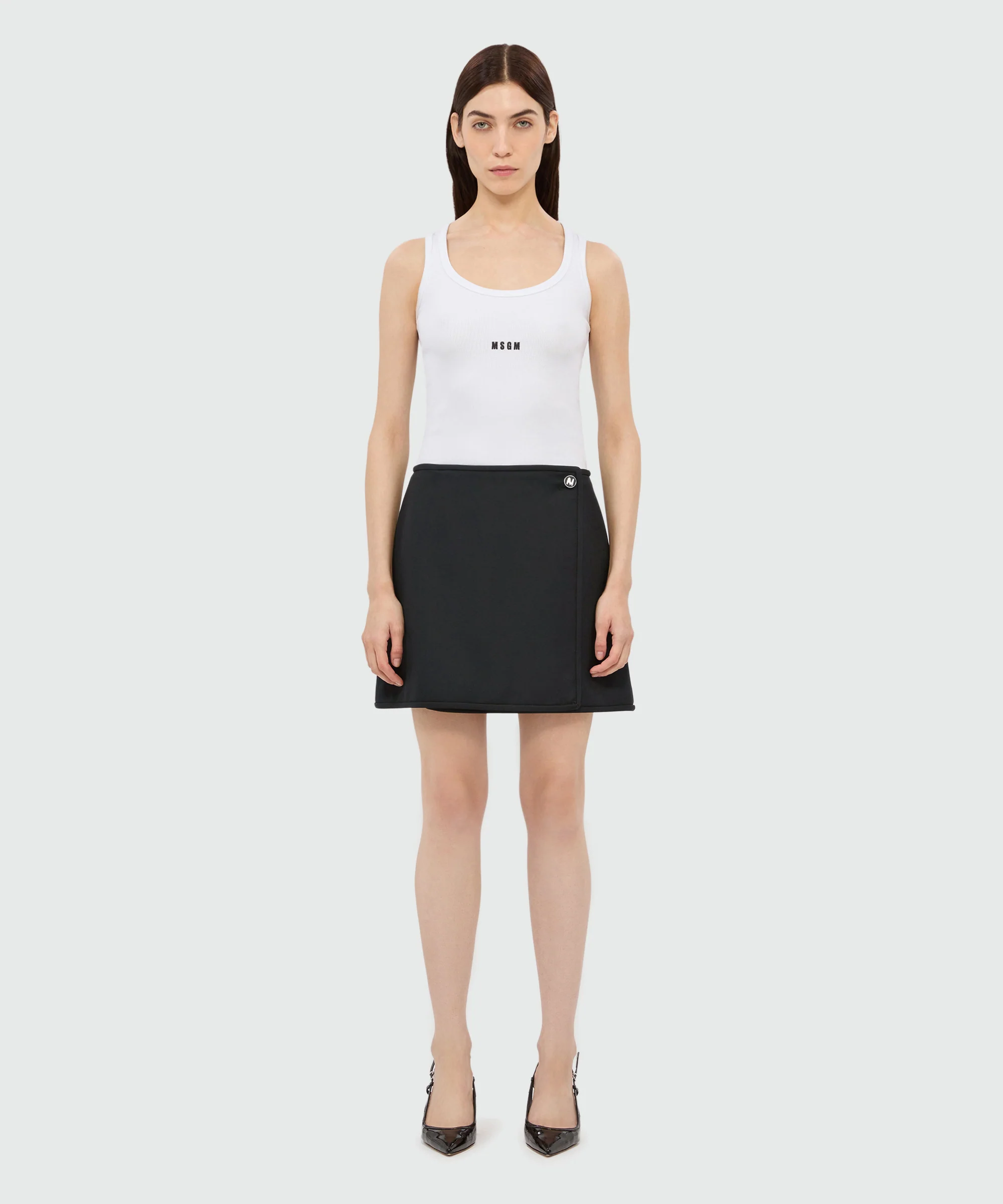 Black cady miniskirt with "TheMwave" detail - Image 2