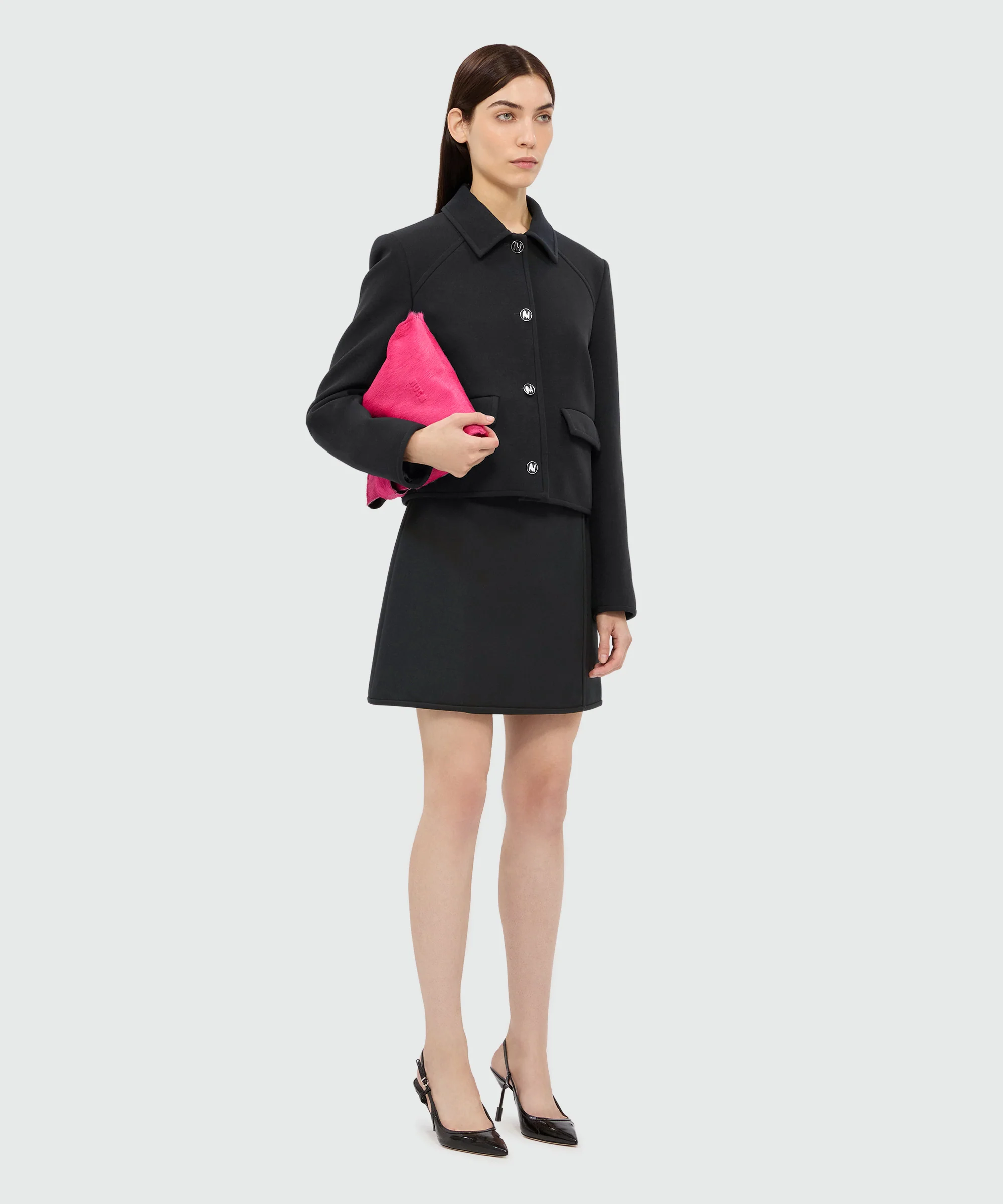 Black cady miniskirt with "TheMwave" detail - Image 4