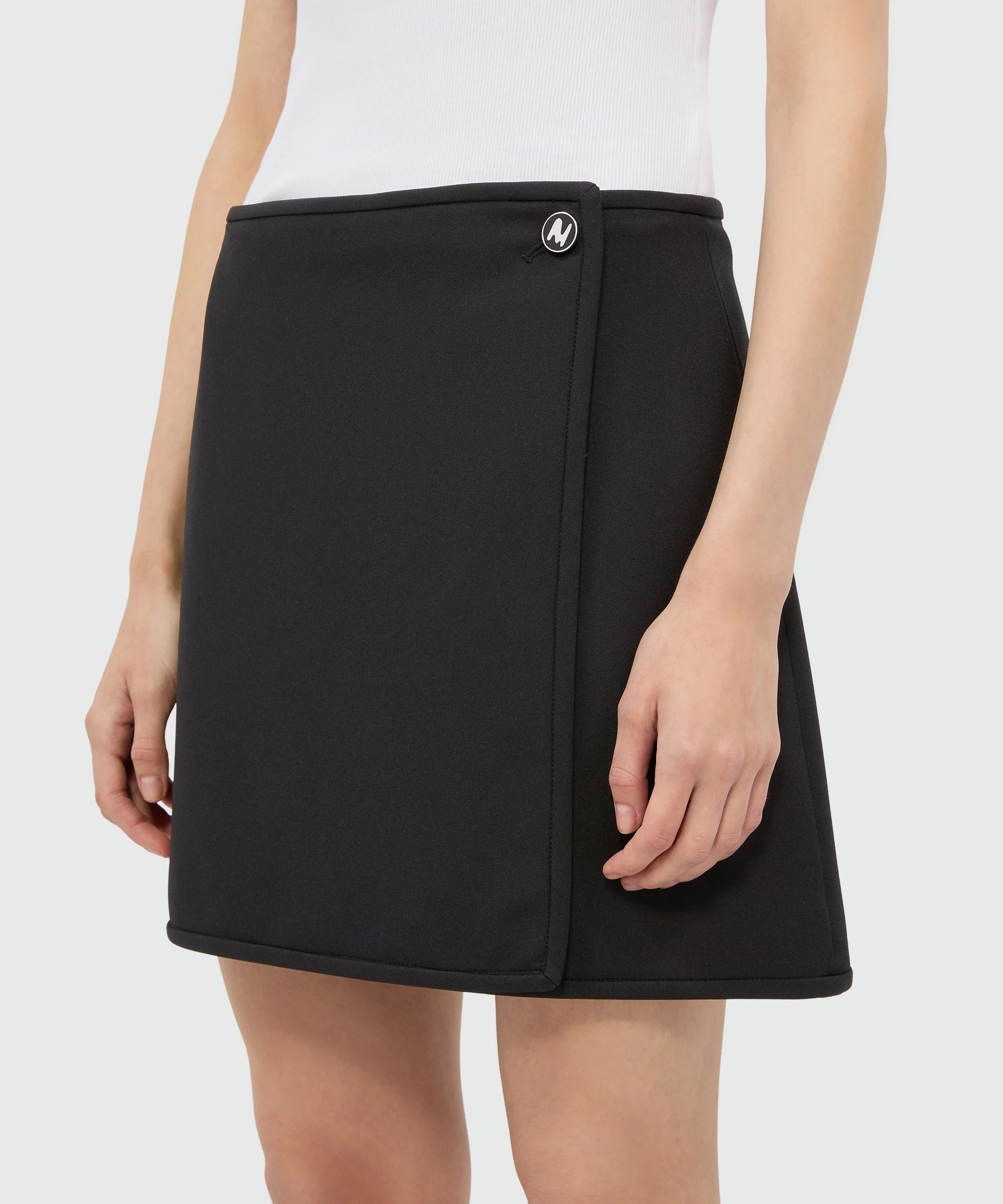Black cady miniskirt with "TheMwave" detail - Image 5