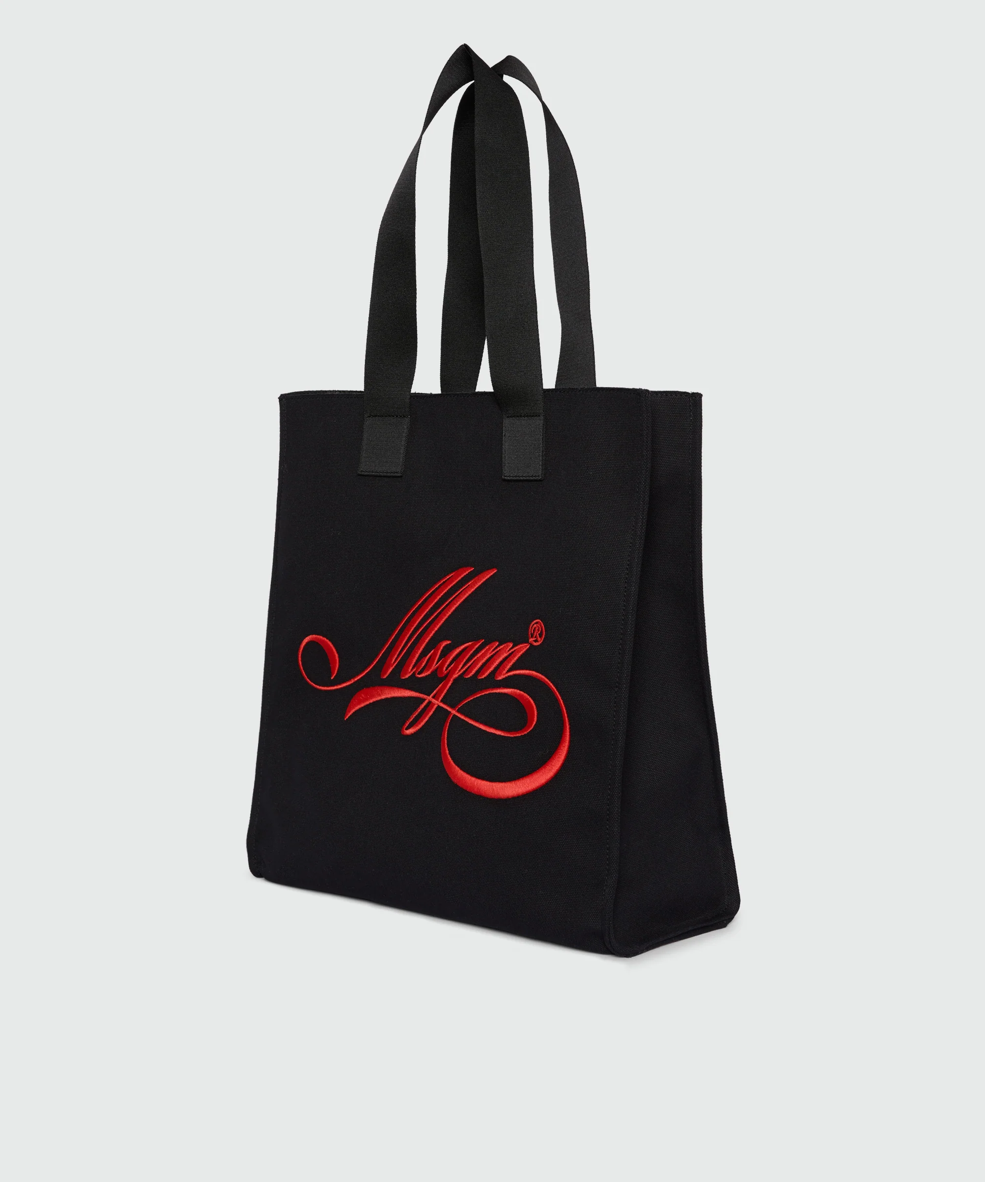 Black canvas tote with red cursive MSGM logo - Image 3