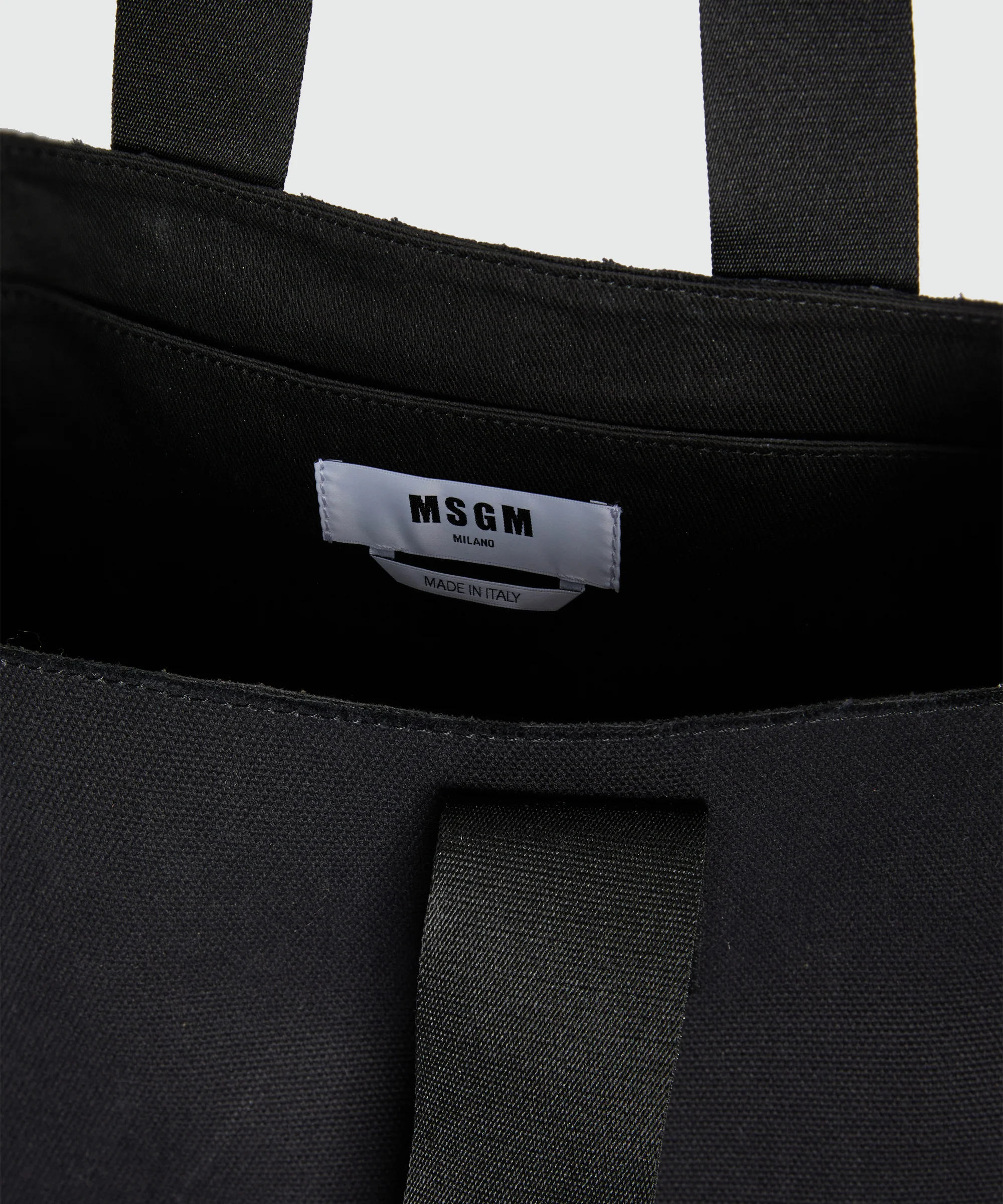 Black canvas tote with red cursive MSGM logo - Image 4