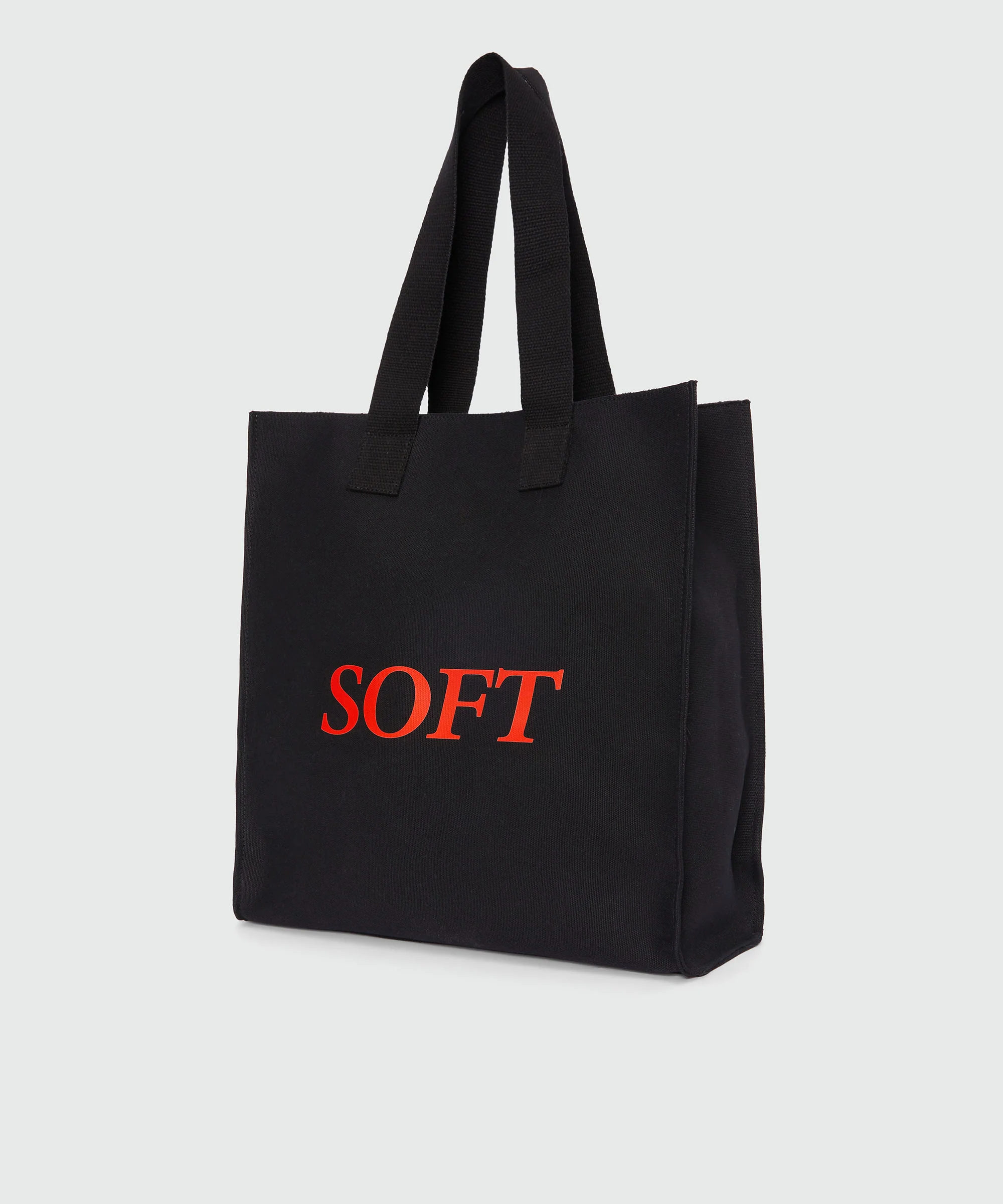 Black canvas tote with "Soft" print and lettering - Image 3
