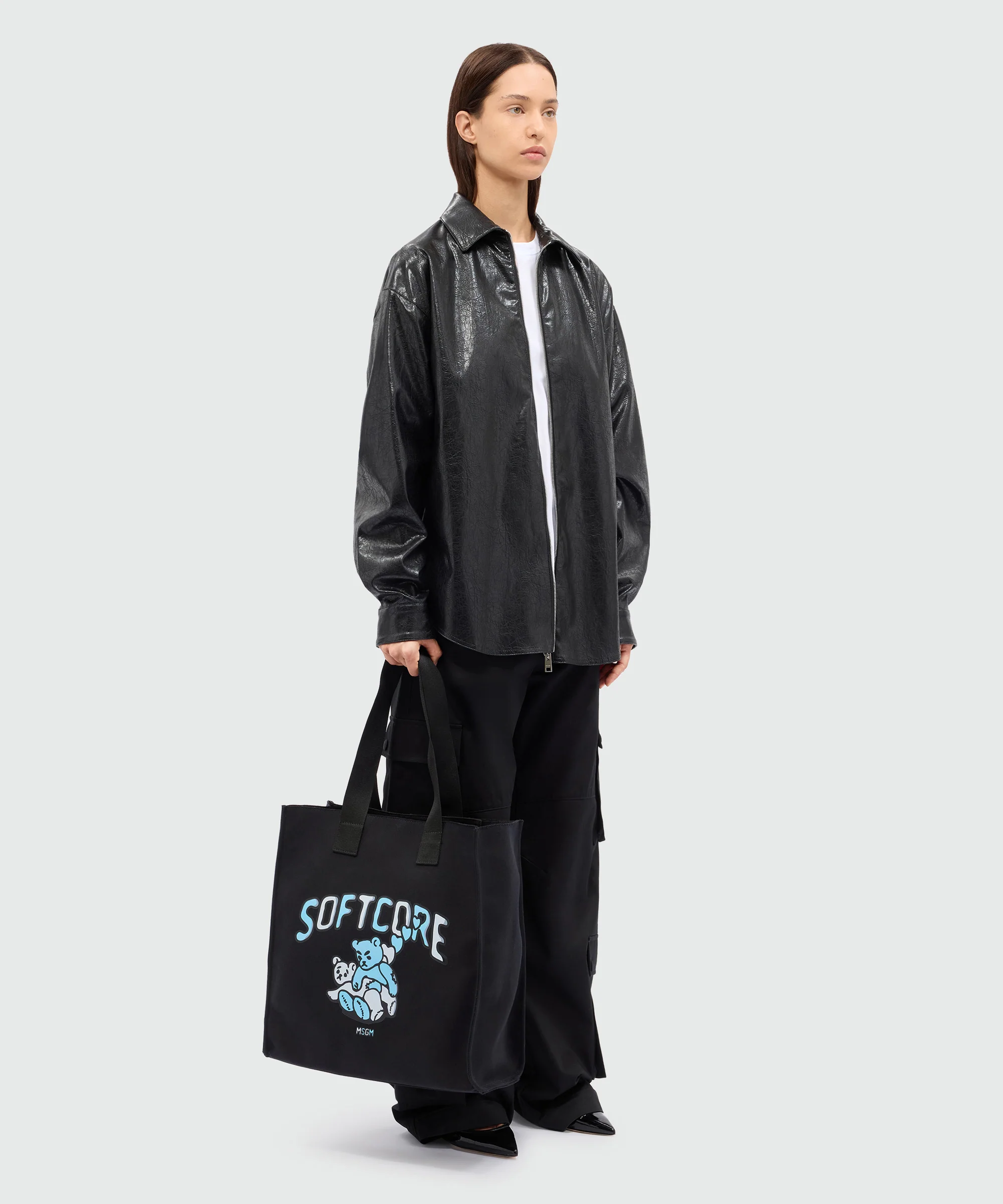 Black canvas tote with "Softcore" print - Image 5