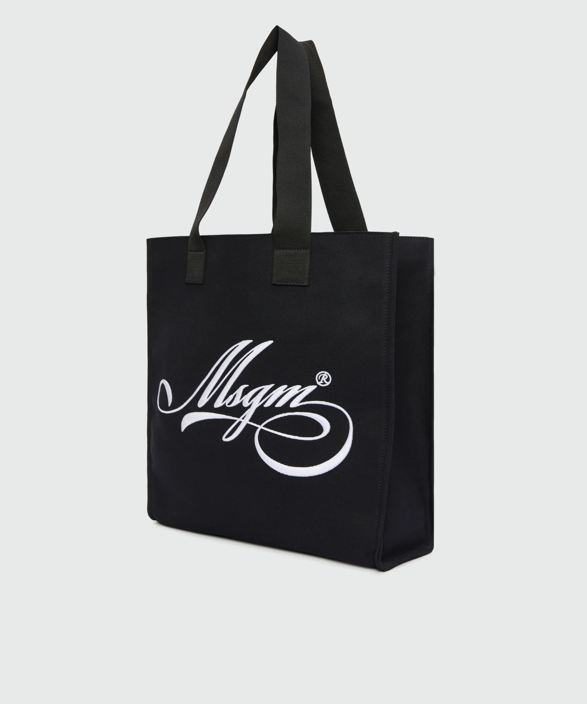 Black canvas tote with white cursive MSGM logo - Image 3