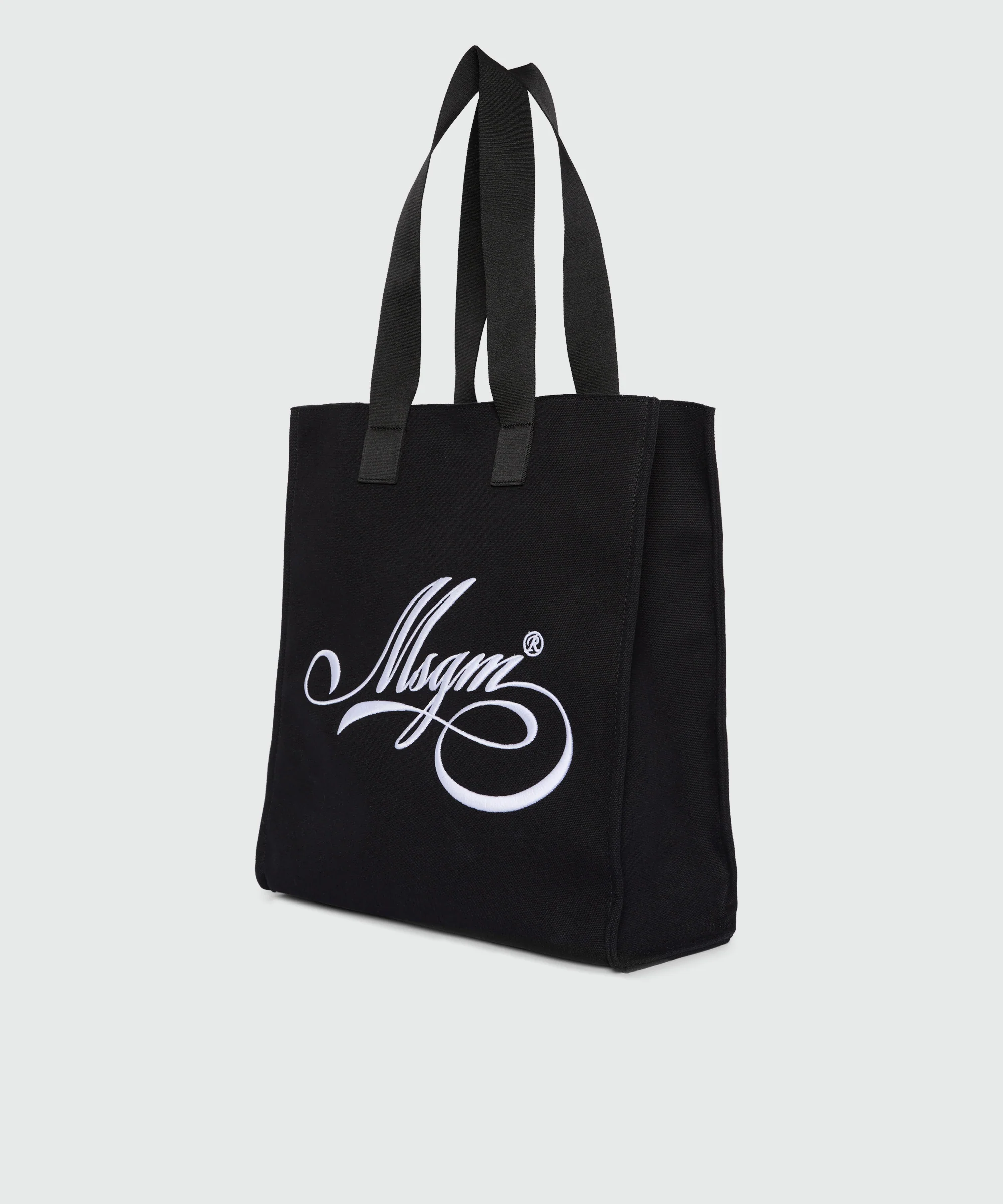 Black canvas tote with white cursive MSGM logo - Image 3
