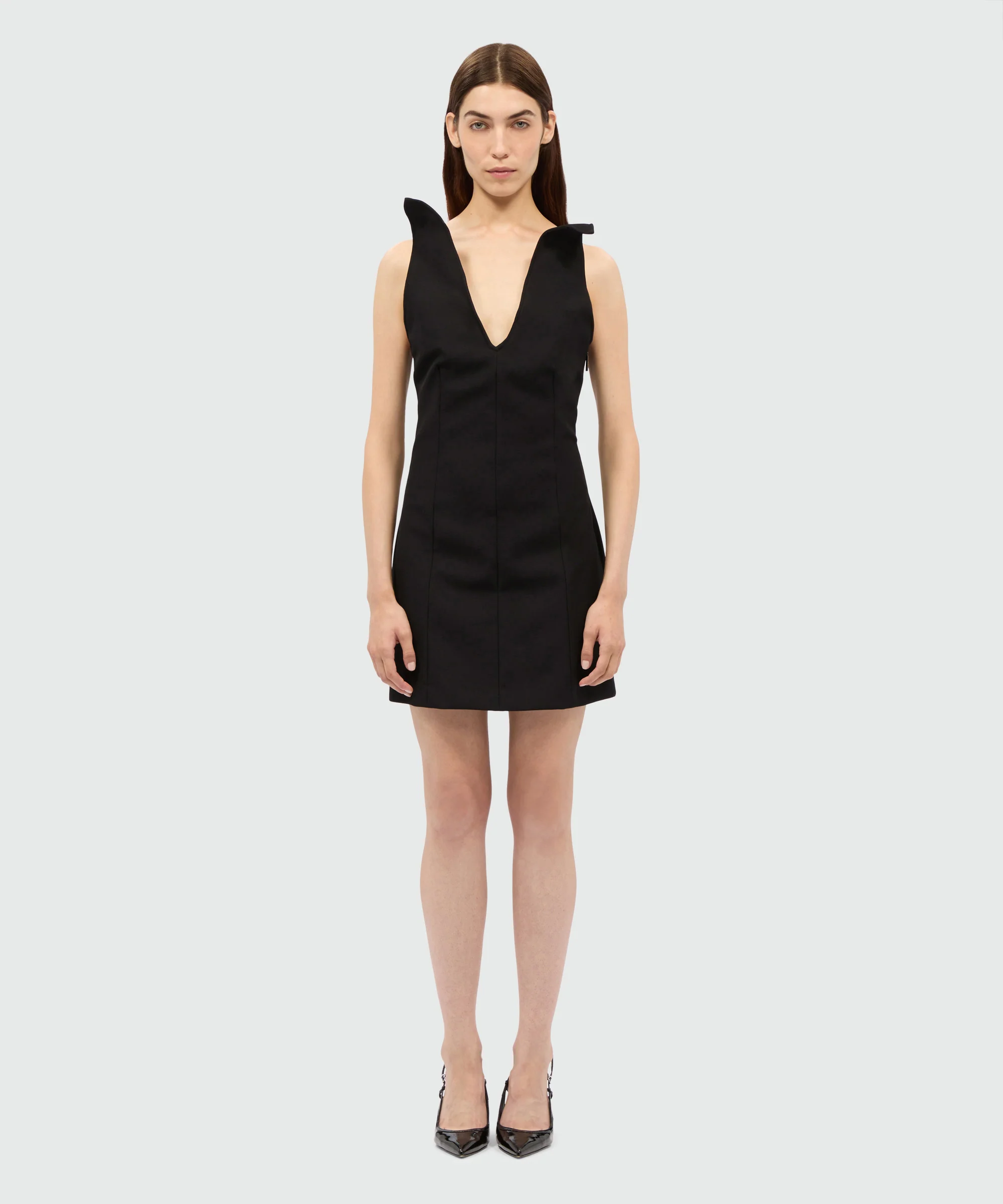 Black corset dress in double crêpe cady - Image 2