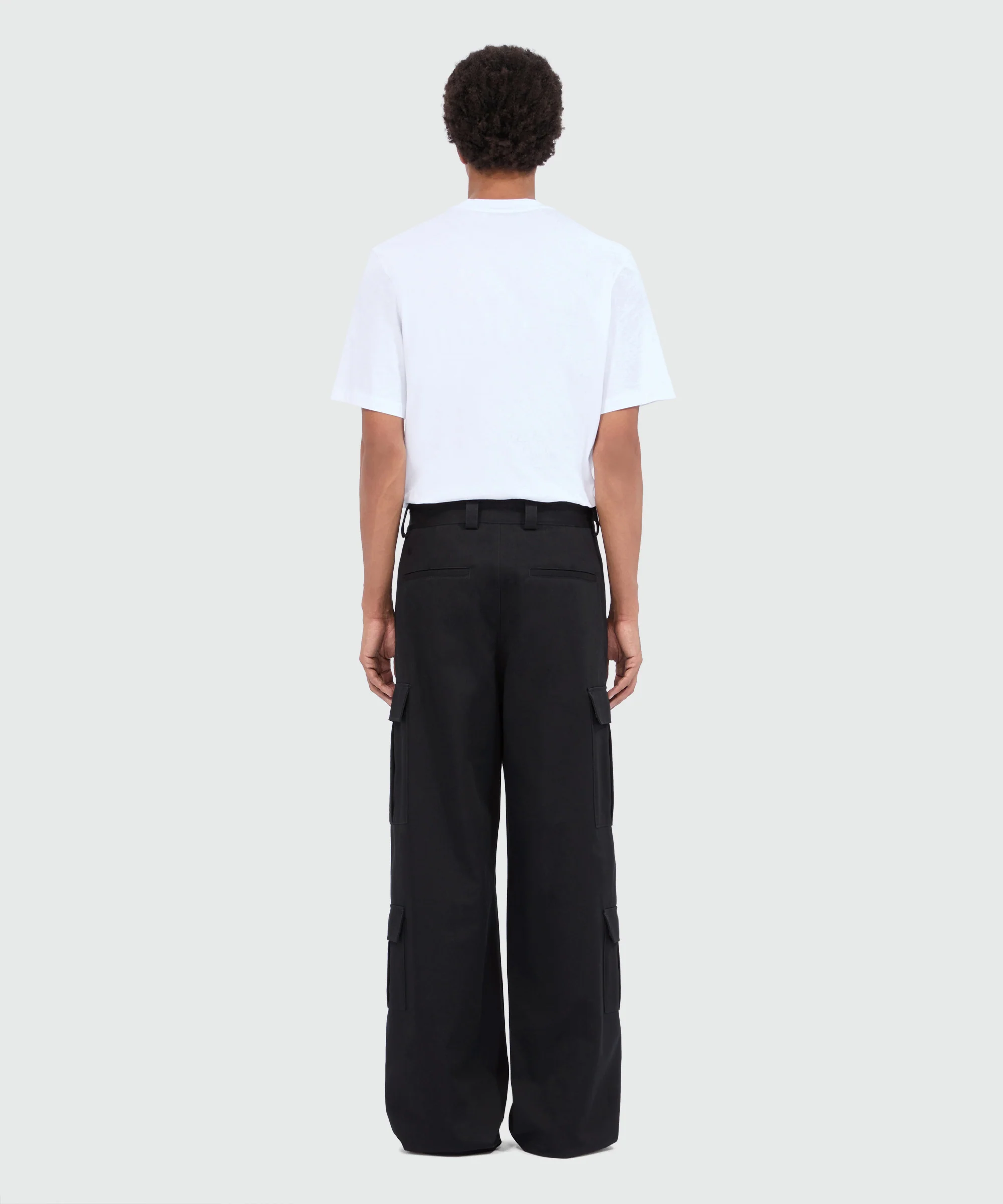 Black cotton drill cargo pants - Image 3