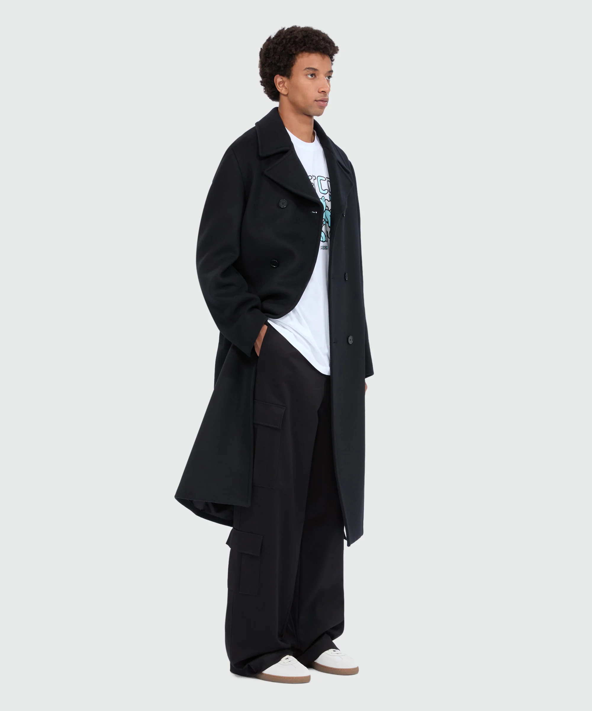 Black cotton drill cargo pants - Image 4