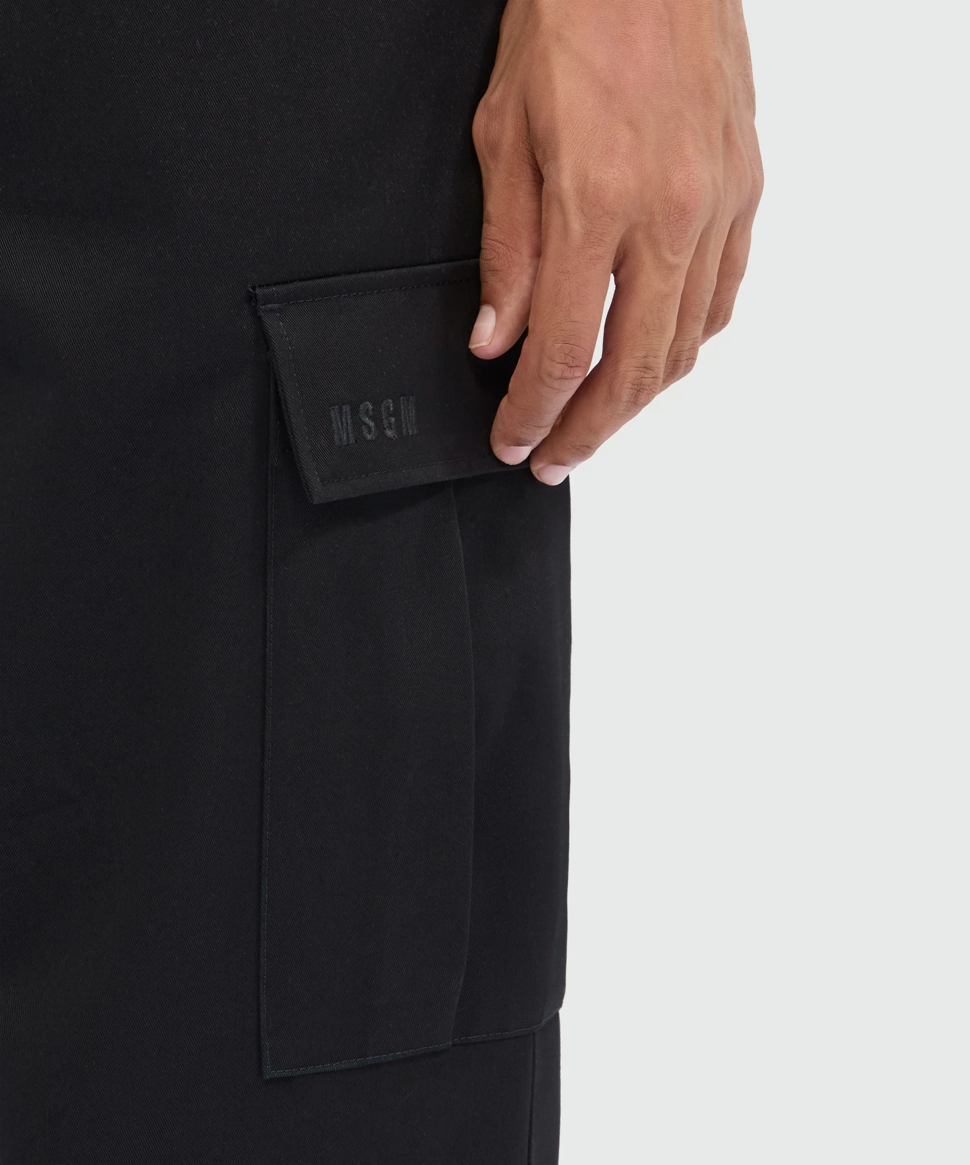 Black cotton drill cargo pants - Image 5