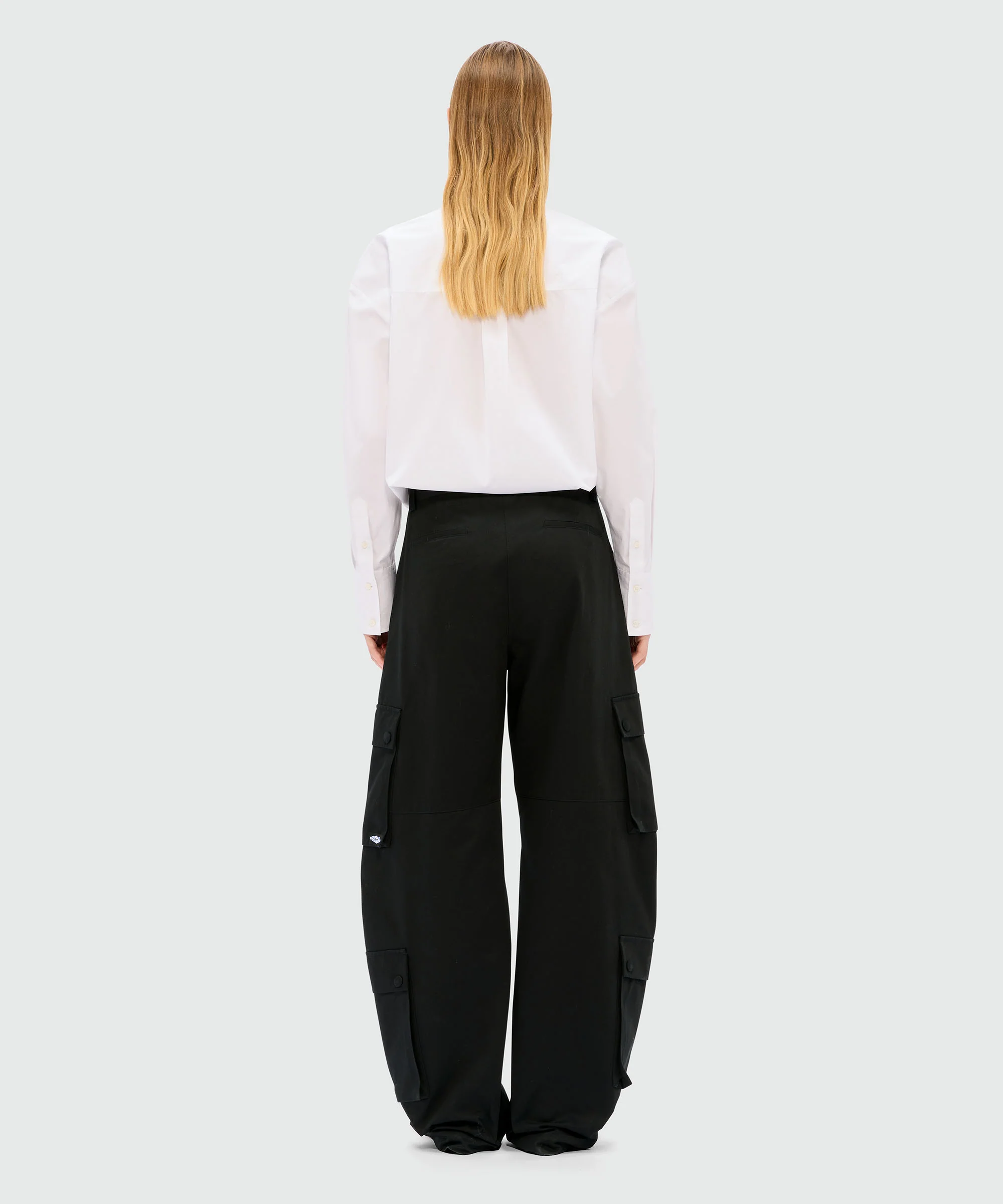 Black cotton drill cargo pants - Image 3