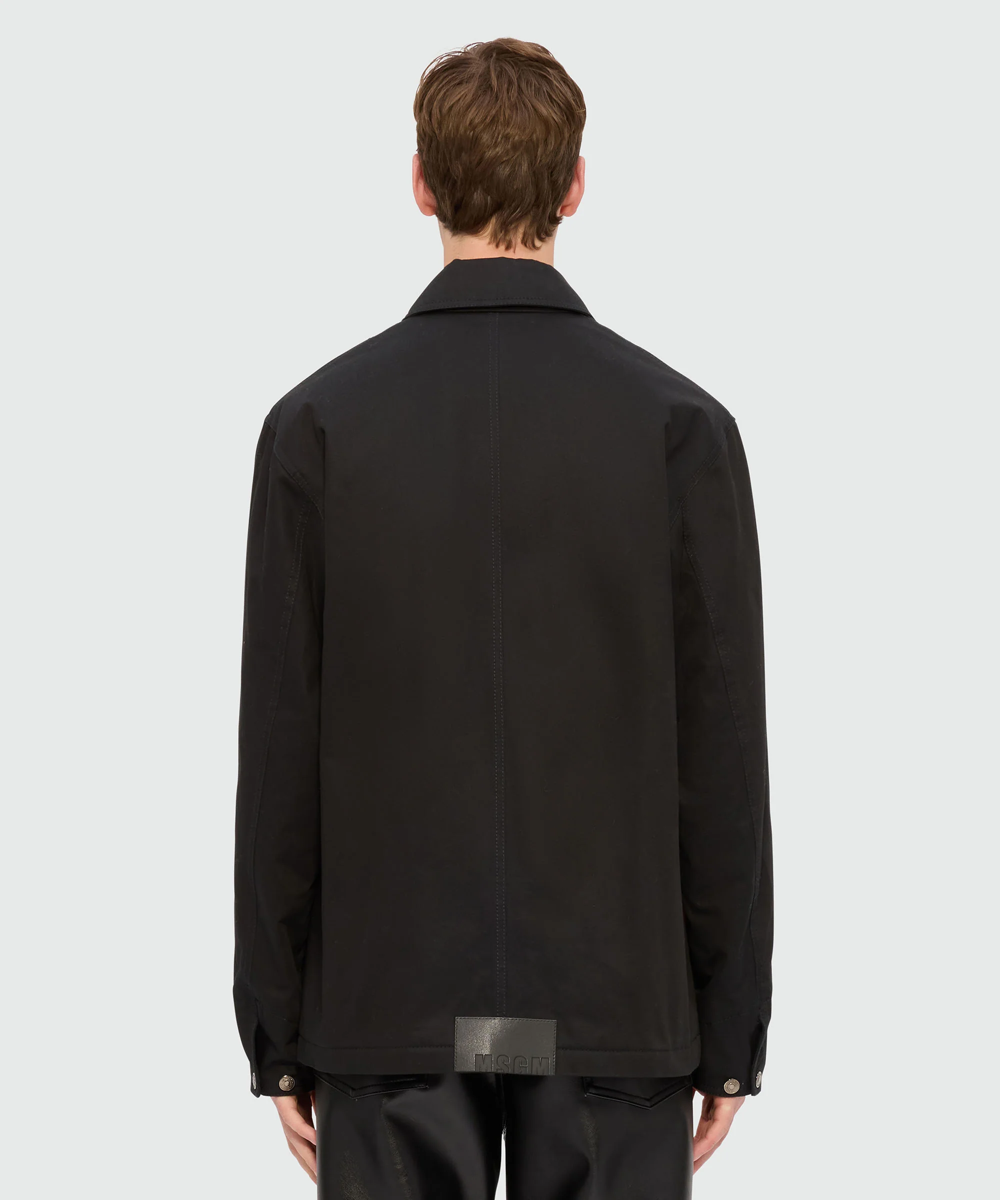 Black cotton drill overshirt with "Sketched Bunnies" print - Image 3
