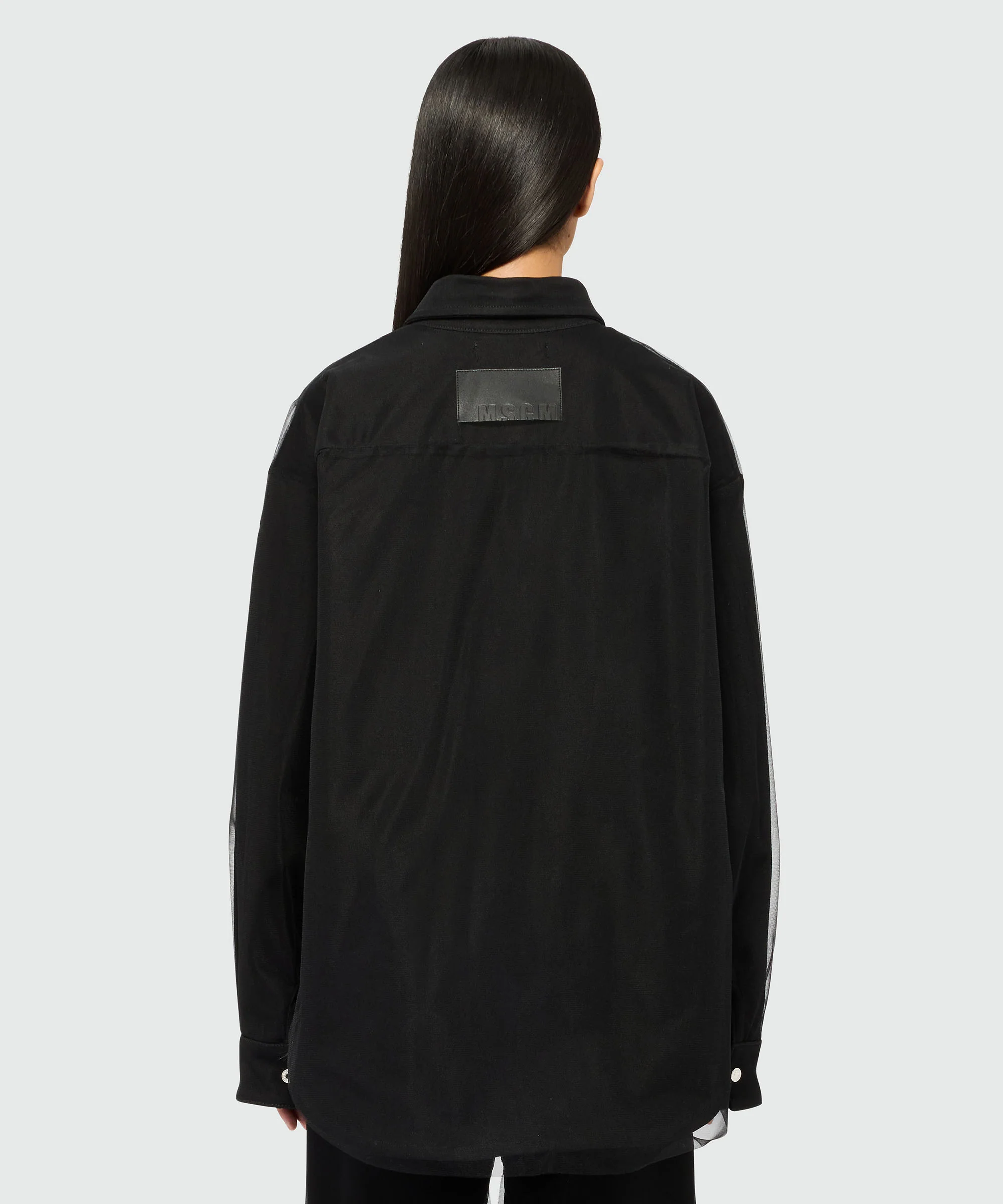 Black denim and tulle shirt - Image 3