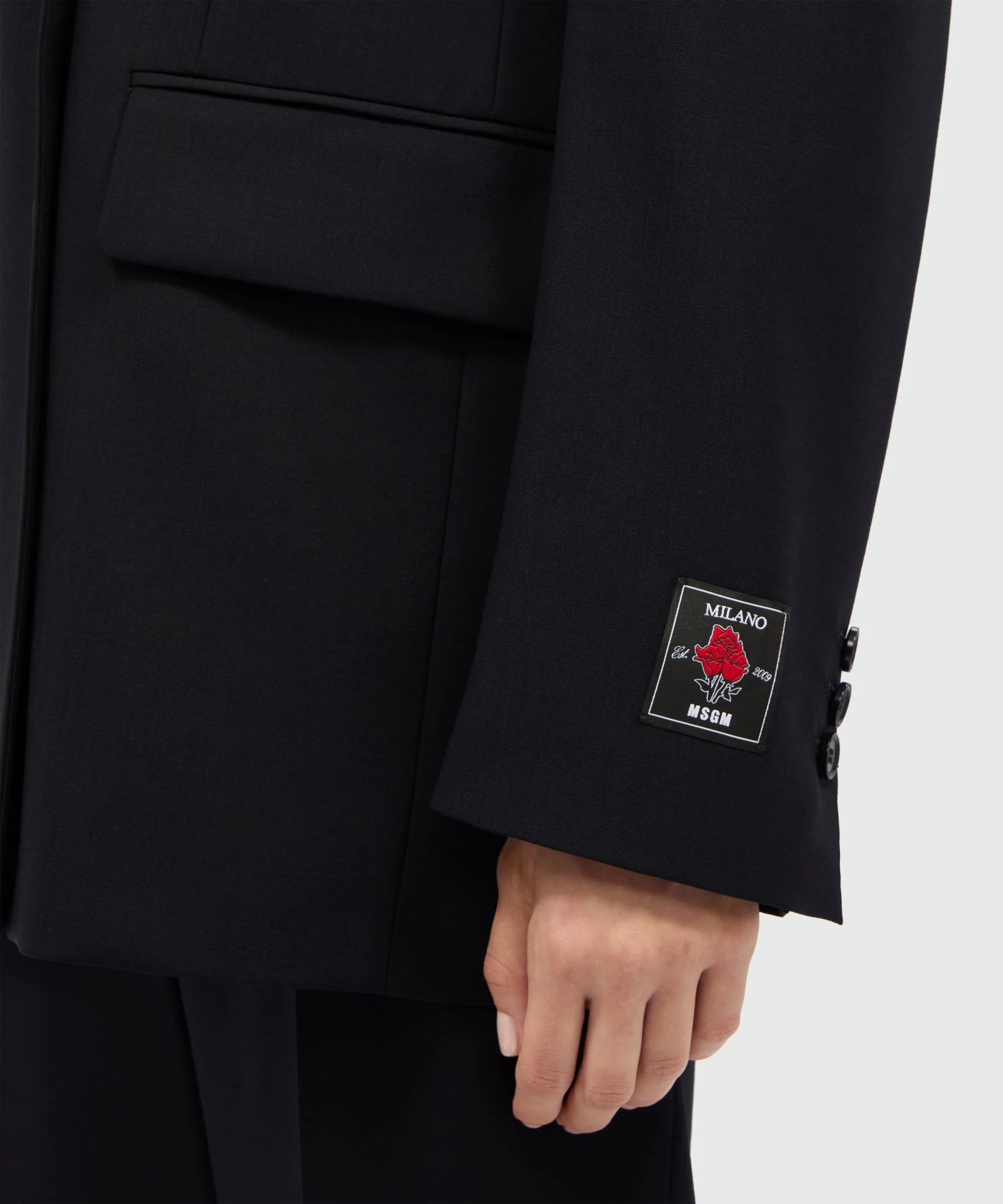 Black double-breasted jacket in cool wool - Image 5