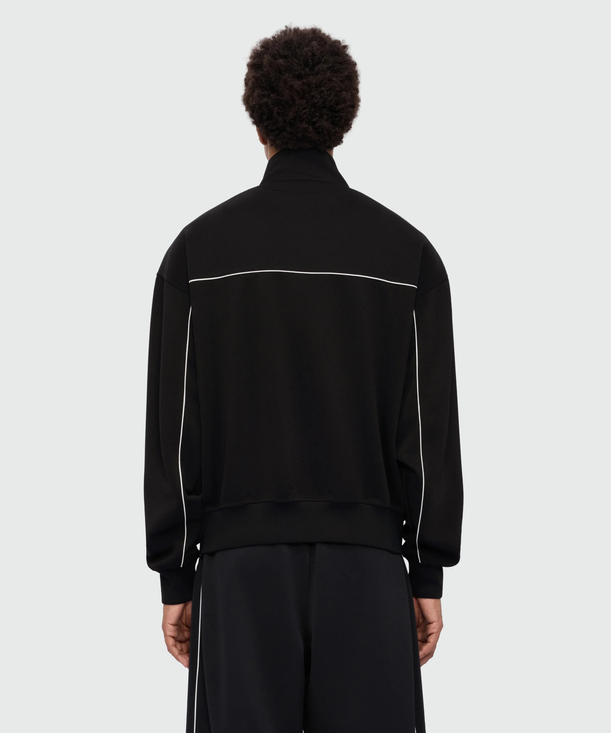 Black double pique sweatshirt with contrast inserts and MWAVE embroidery on the chest - Image 3