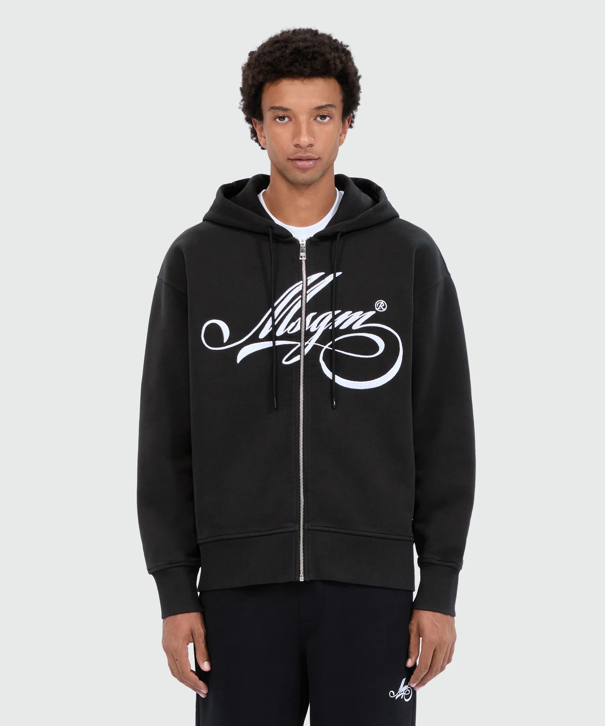 Black jersey hoodie with cursive MSGM logo - Image 2