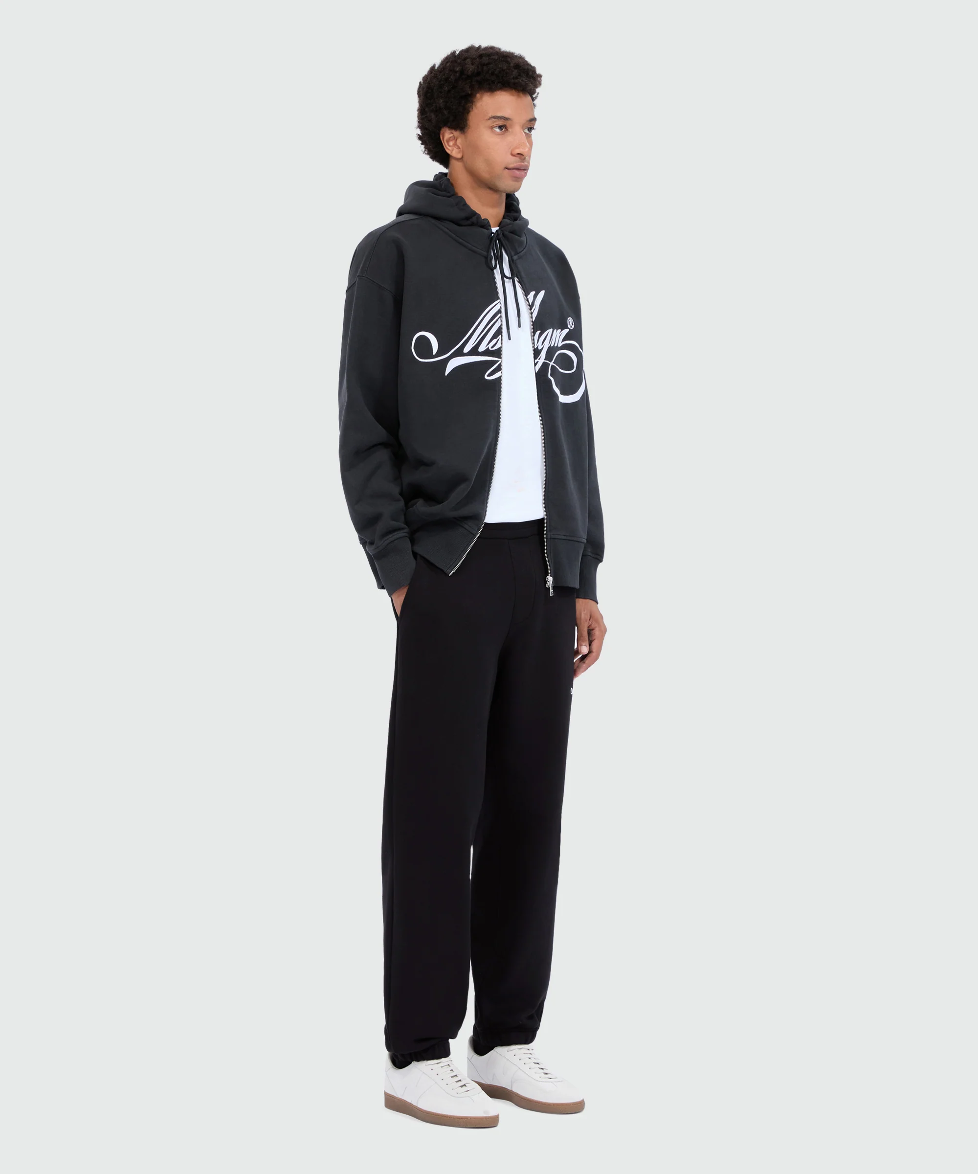 Black jersey joggers with cursive MSGM logo - Image 4