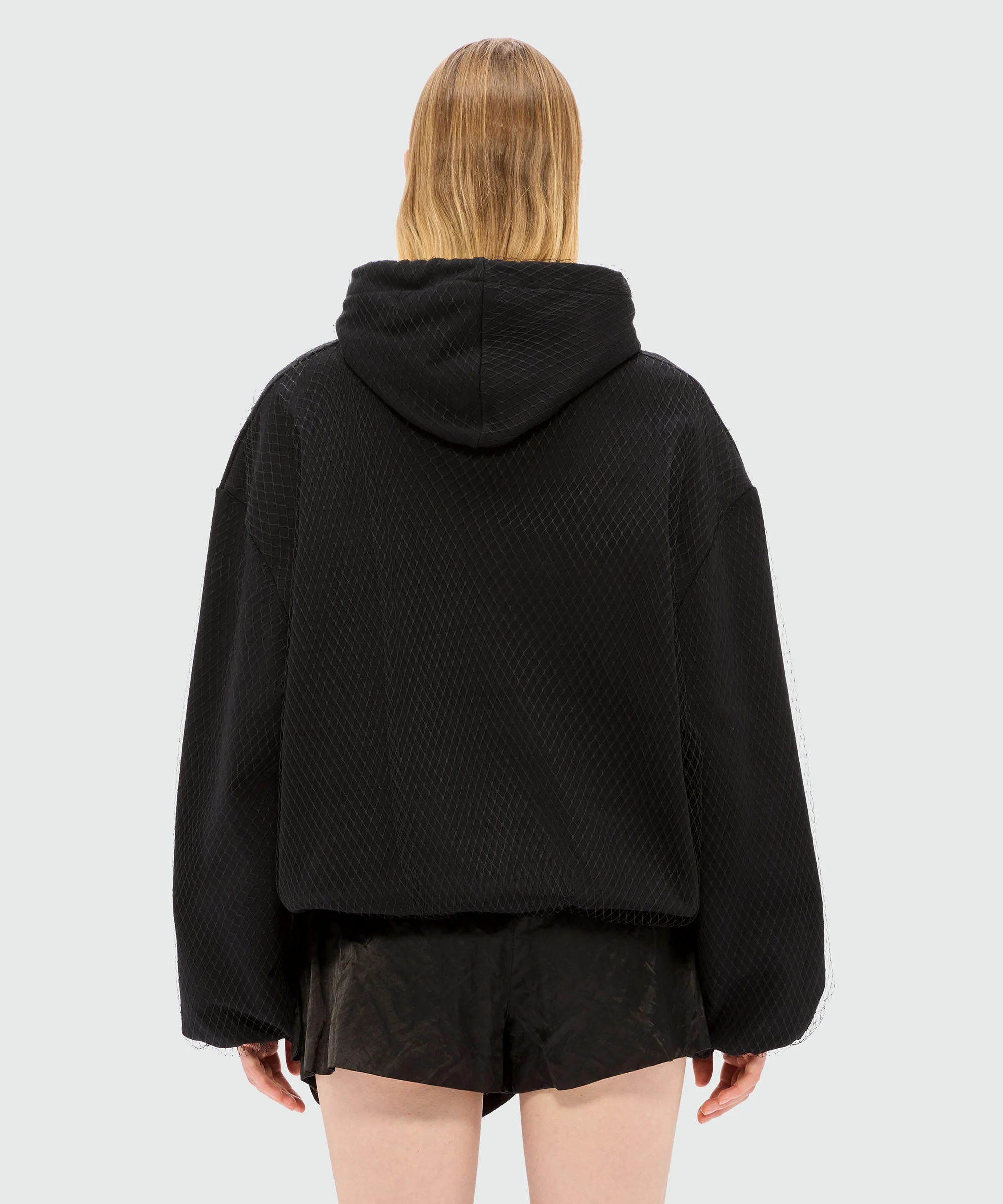 Black jersey sweatshirt with tulle and "Cute Kitty" print - Image 3