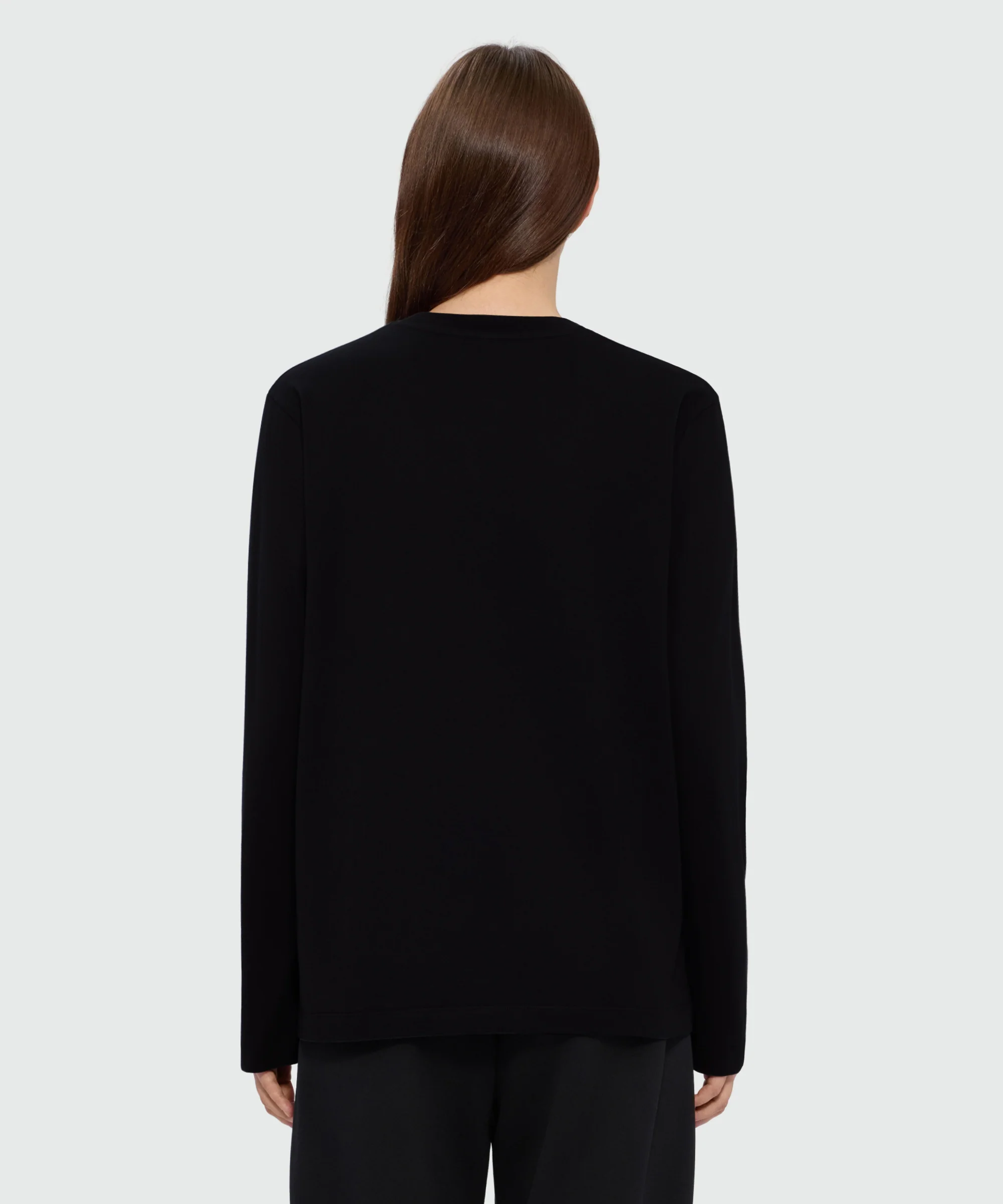 Black long-sleeve cotton jersey T-shirt with MSGM embroidery on the chest - Image 3
