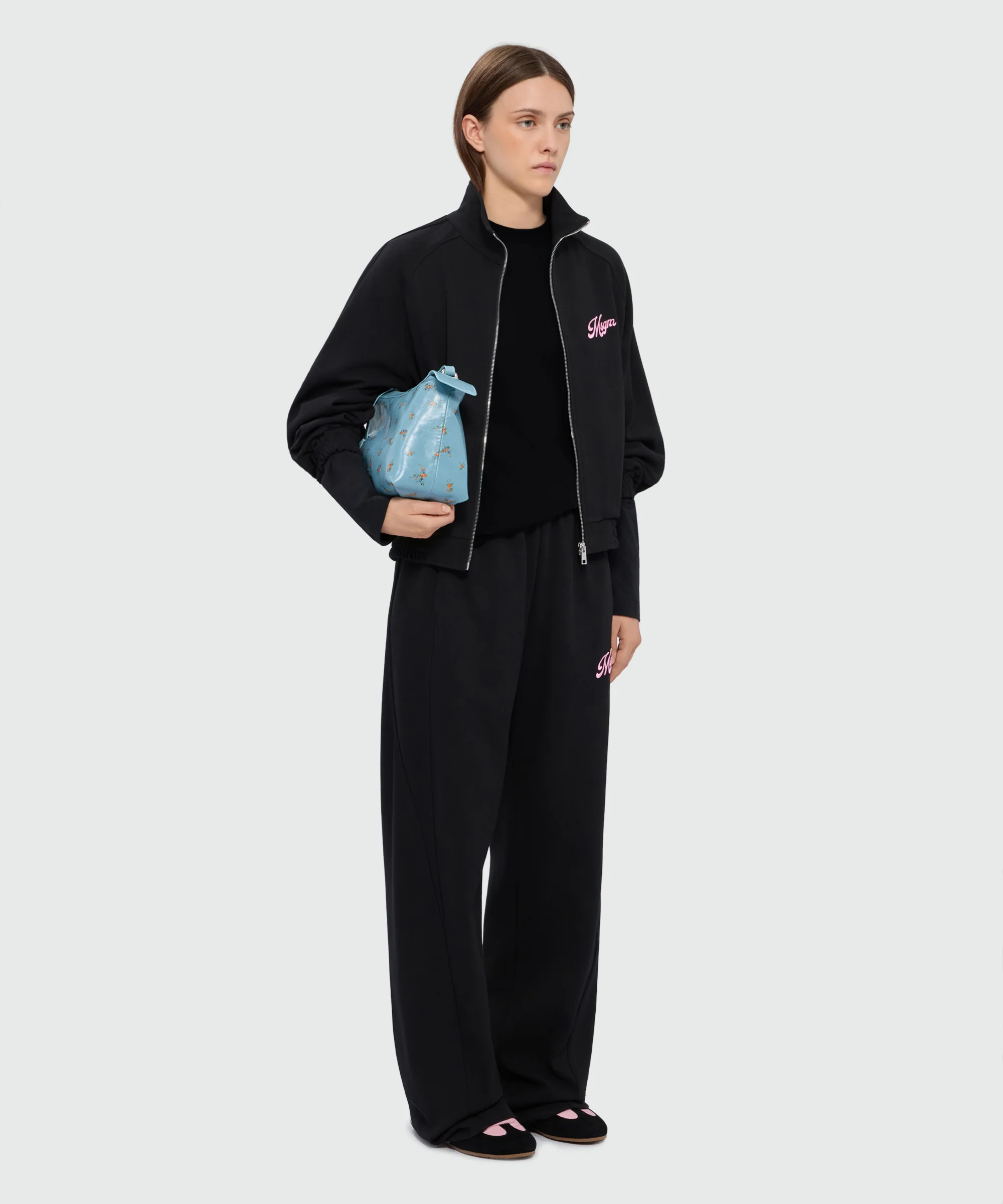 Black long-sleeve cotton jersey T-shirt with MSGM embroidery on the chest - Image 4