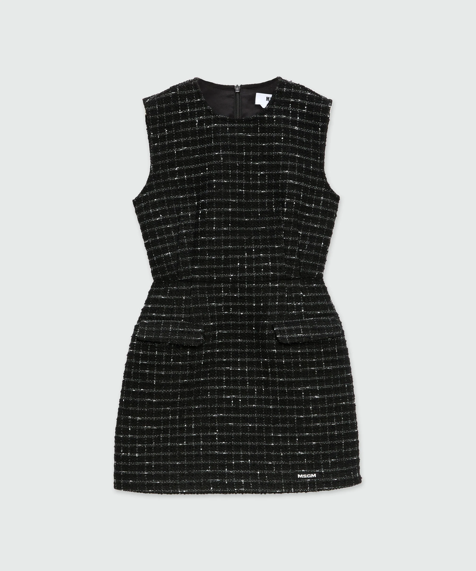 Black mini dress in doubled tweed
