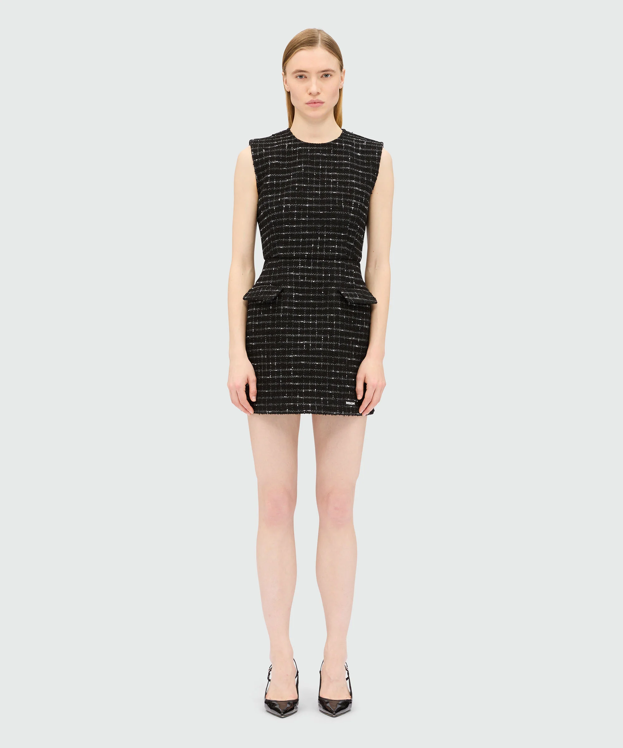 Black mini dress in doubled tweed - Image 2