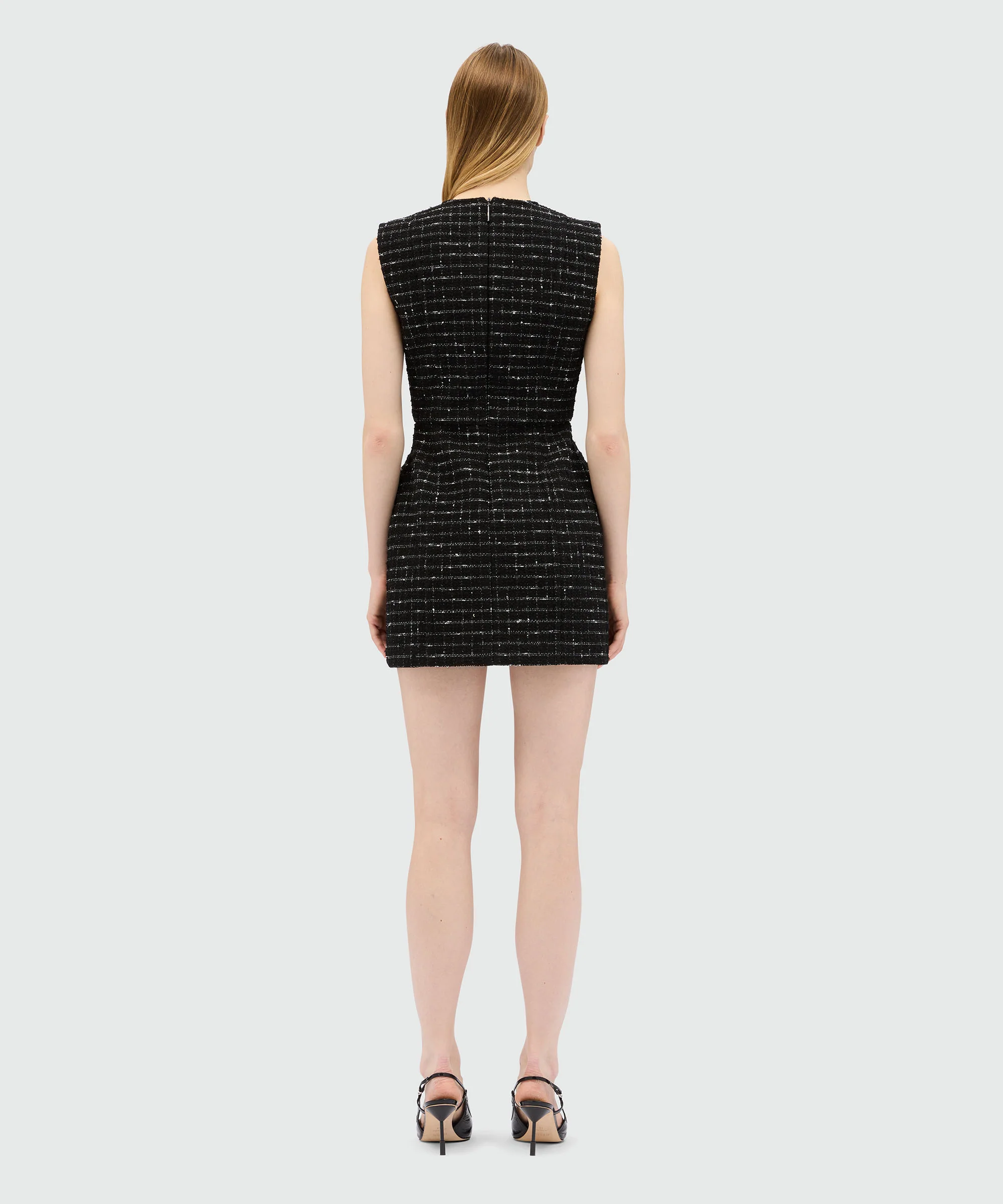 Black mini dress in doubled tweed - Image 3