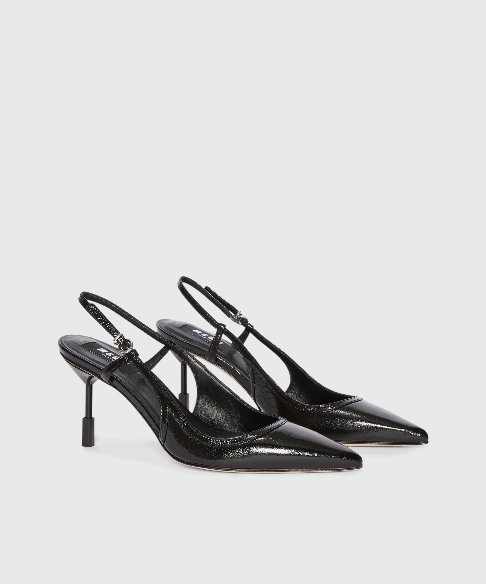 Black patent leather slingbacks with MSGM Iconic heel - Image 3