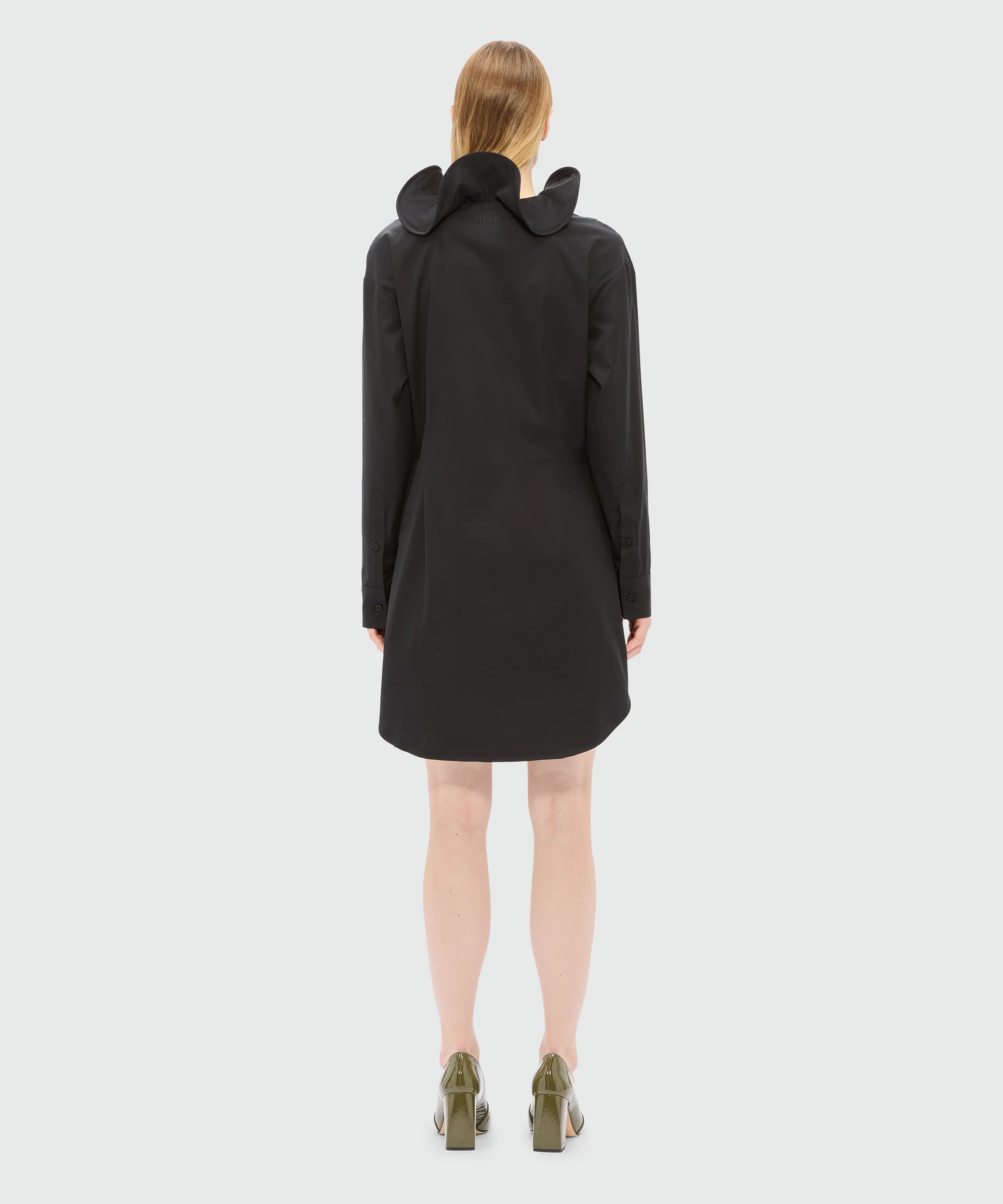 Black poplin shirt dress with ruffles - Image 3