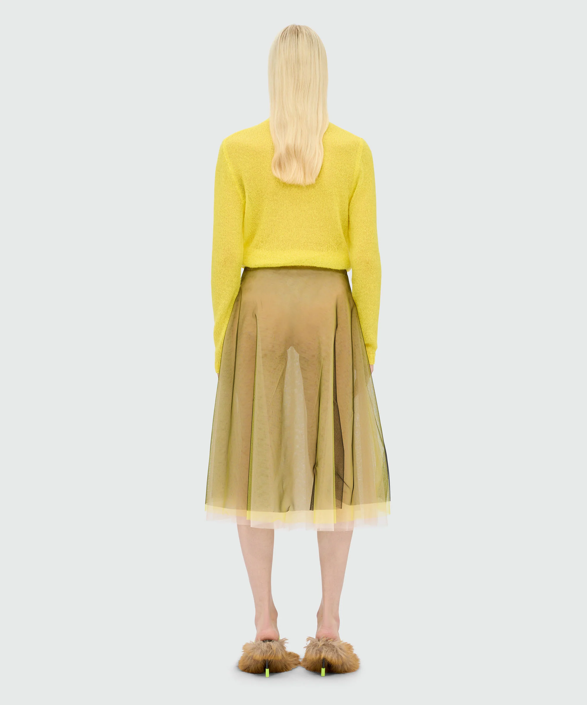 Black tulle midi skirt with chromatic layering - Image 3