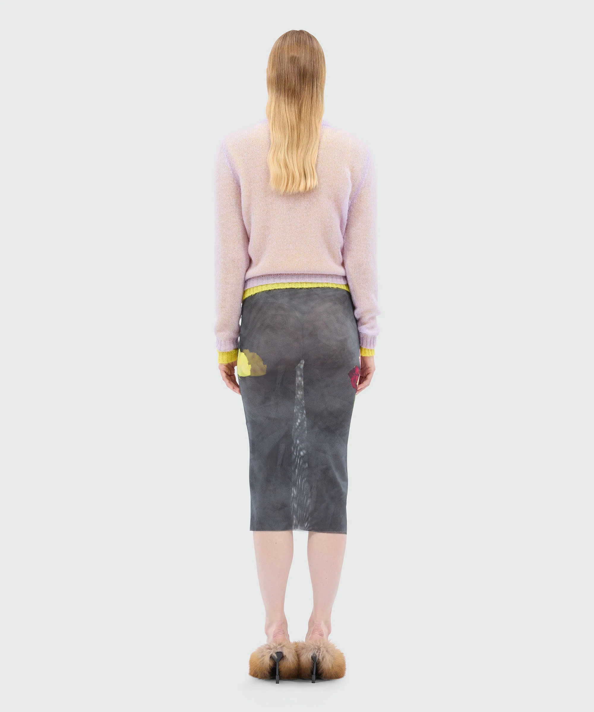 Black tulle midi skirt with "Roses bouquet" print - Image 3