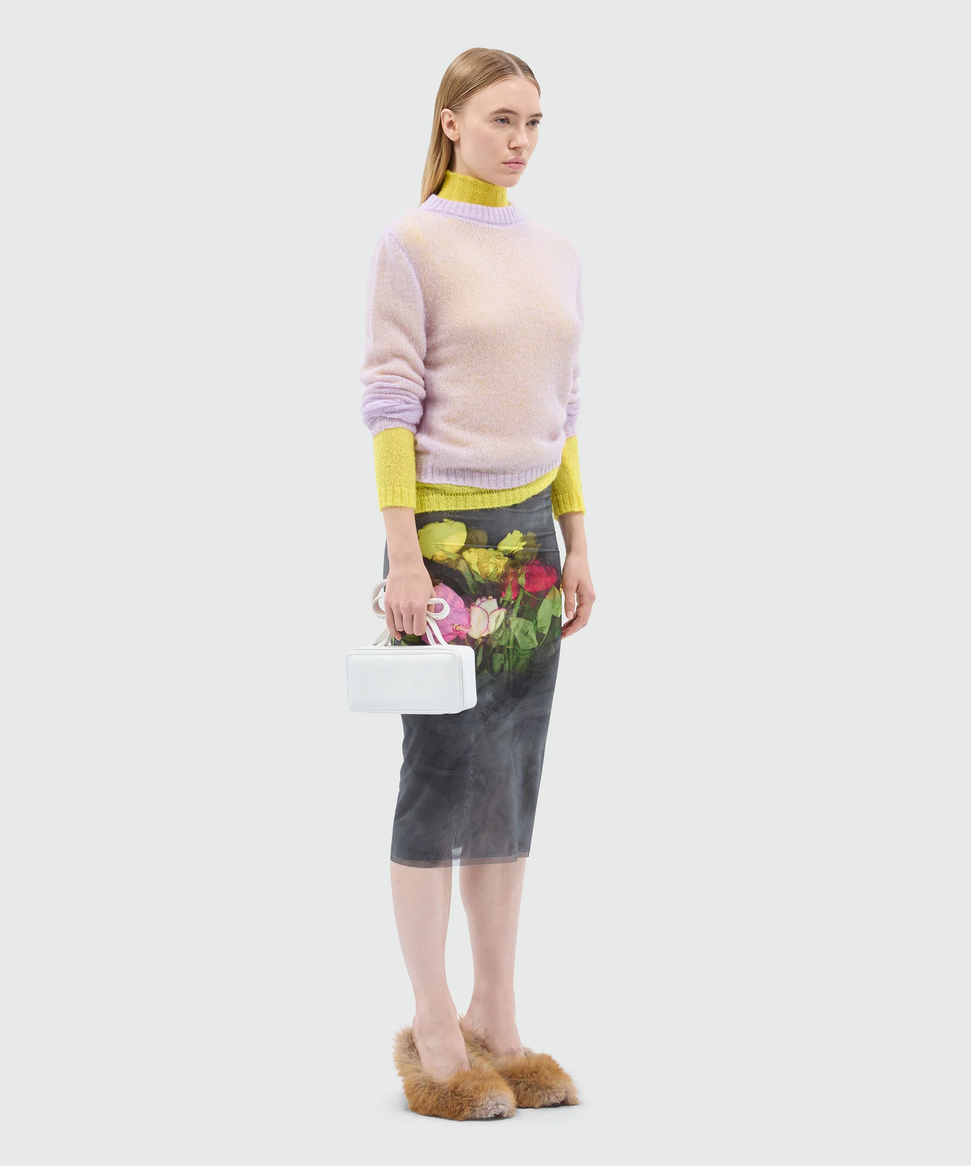 Black tulle midi skirt with "Roses bouquet" print - Image 4