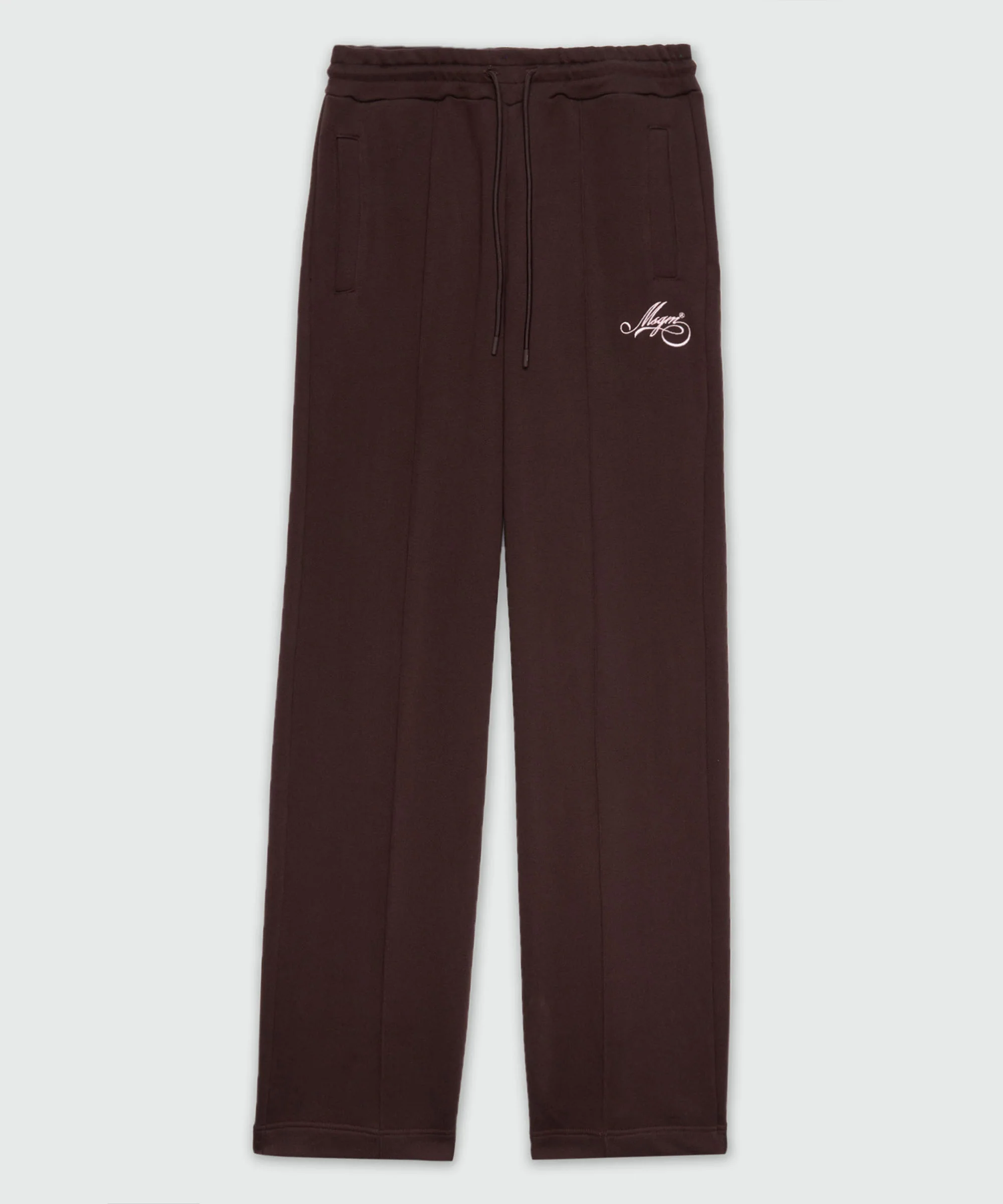 Brown jersey joggers with cursive MSGM logo