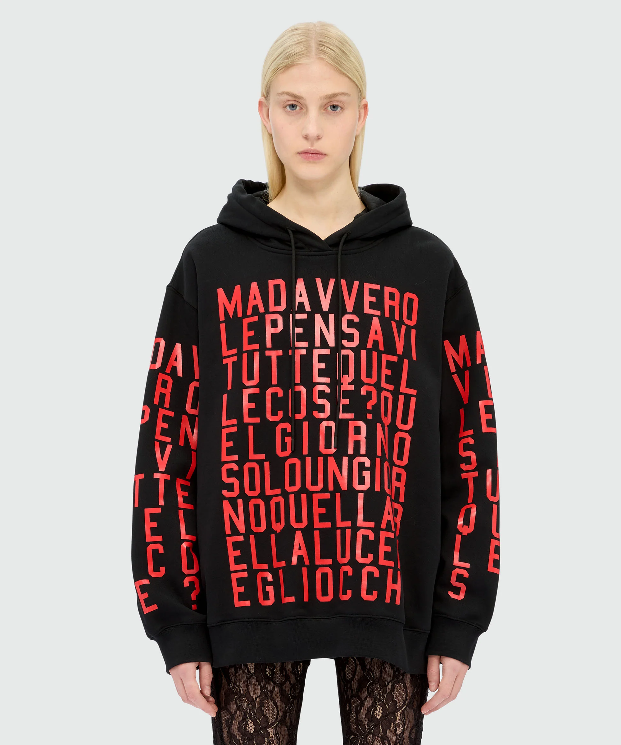 Caterina Frongia x MSGM Black Hoodie with Quotes - Image 2
