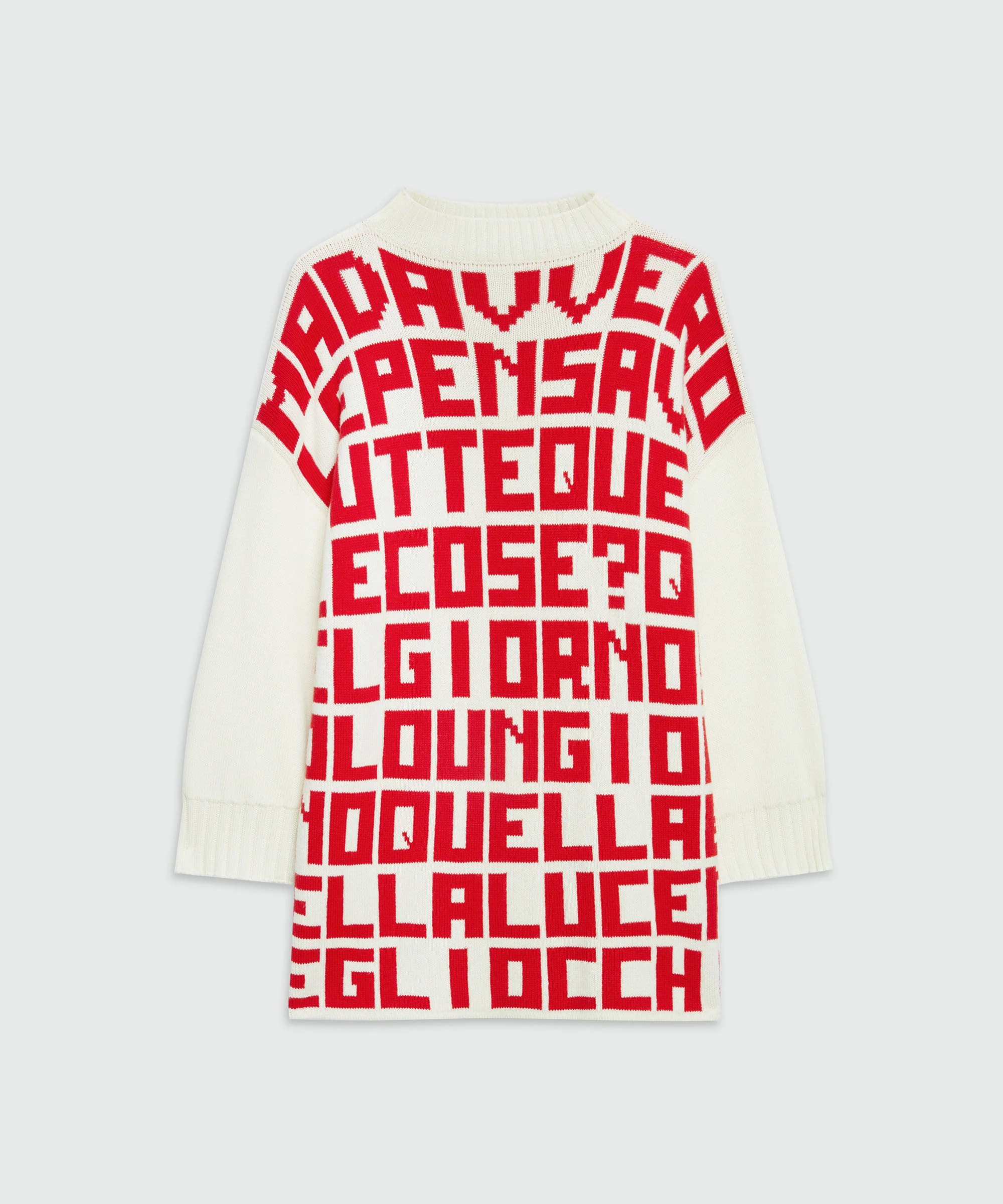 Caterina Frongia x MSGM cream jacquard sweater with red lettering