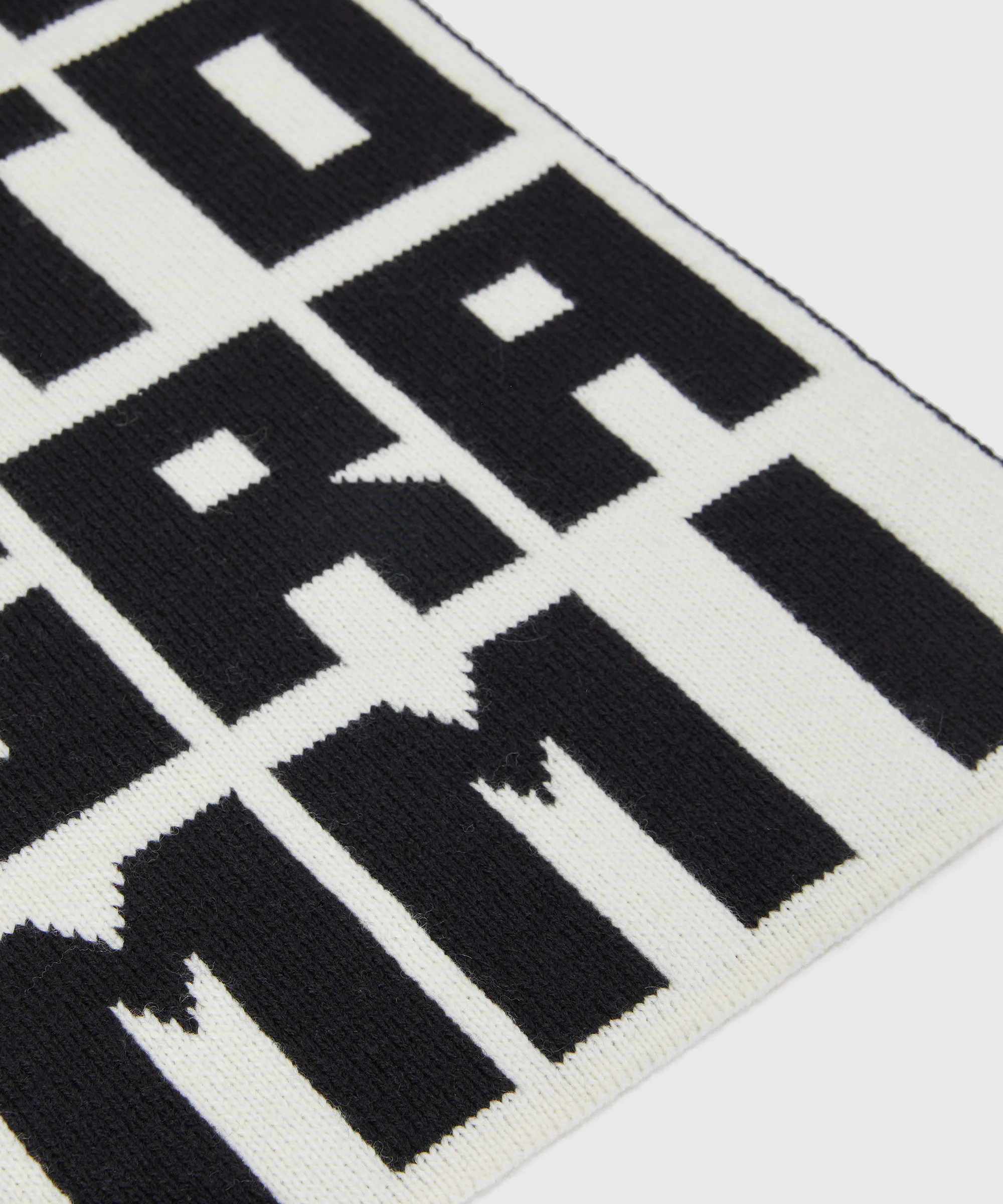 Caterina Frongia x MSGM Ivory Jacquard Knit Scarf with Black Lettering - Image 2