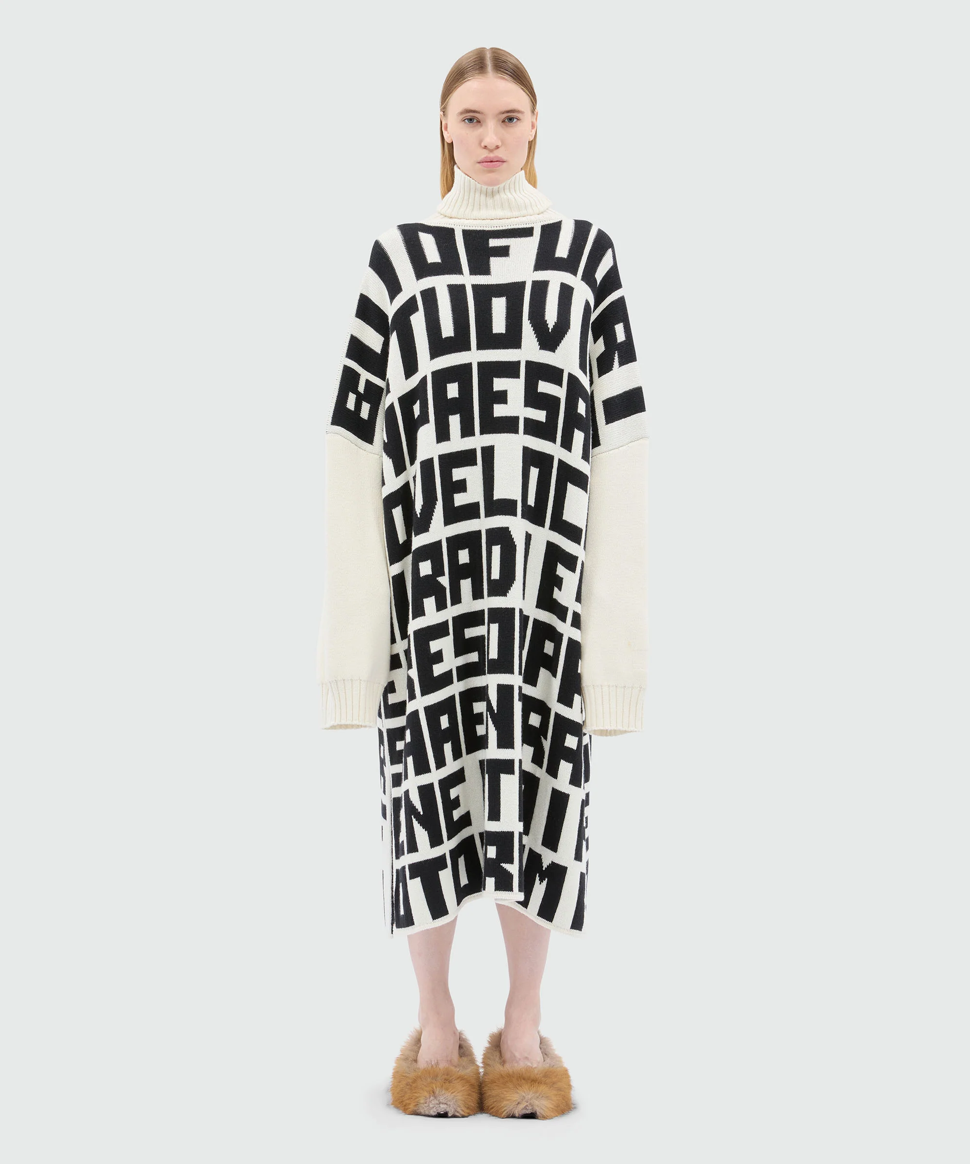 Caterina Frongia x MSGM White Knit Midi Dress with Black Lettering - Image 2