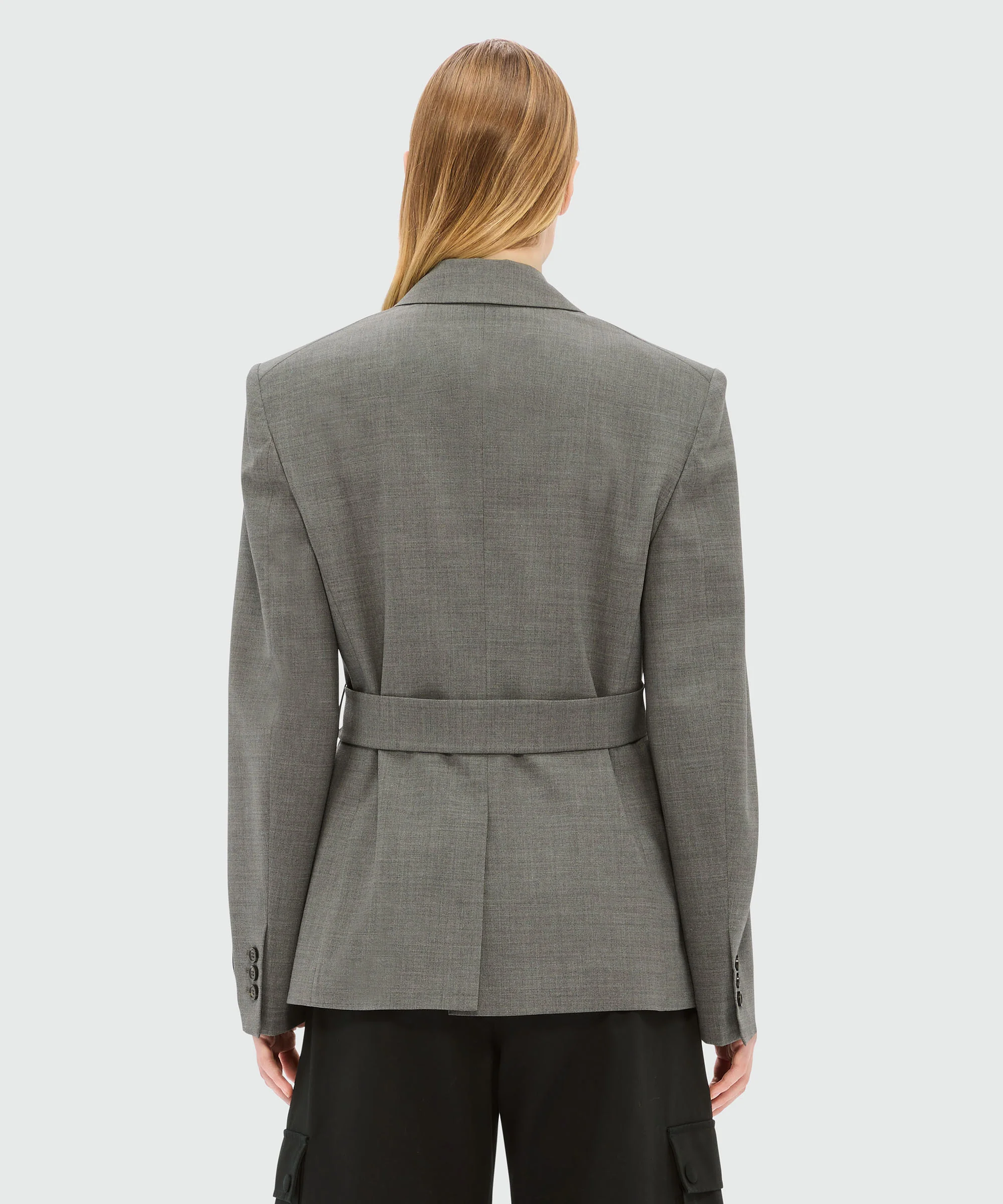 Charcoal single-breasted jacket in cool wool with contrasting details - Image 3