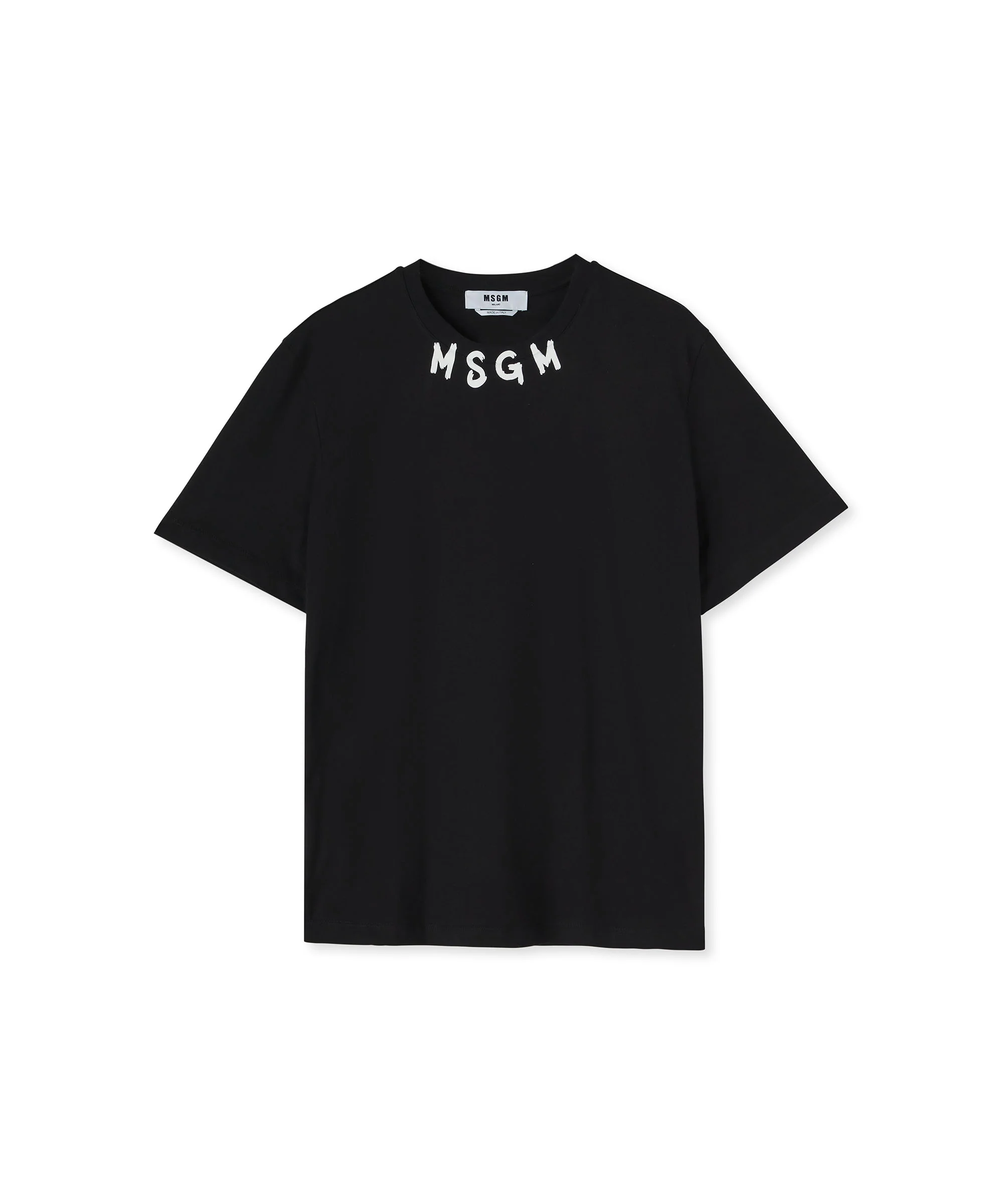 Cotton crewneck t-shirt with brushed MSGM logo at the neckline - Image 2