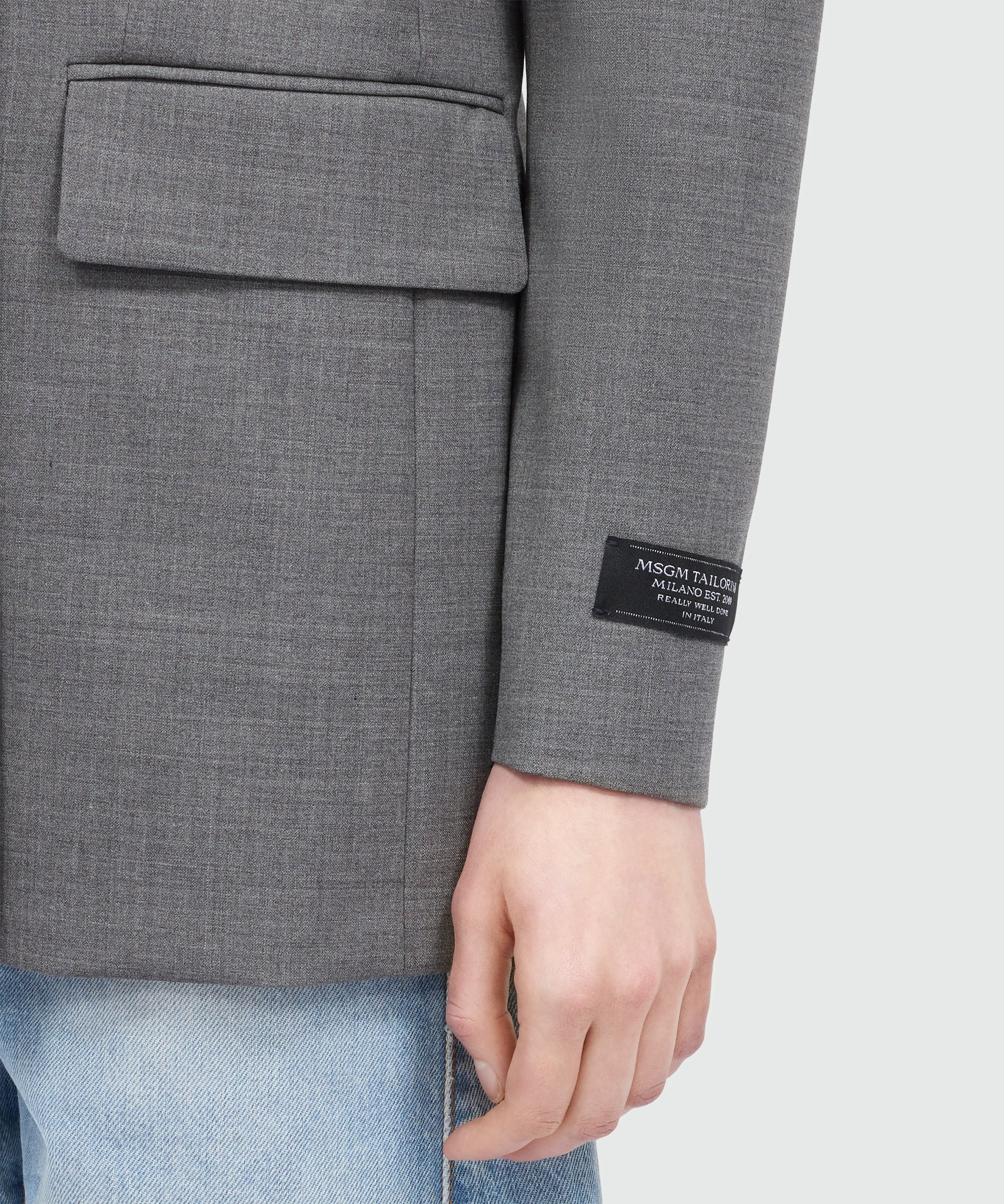 Grey melange double-breasted lightweight wool jacket - Image 5