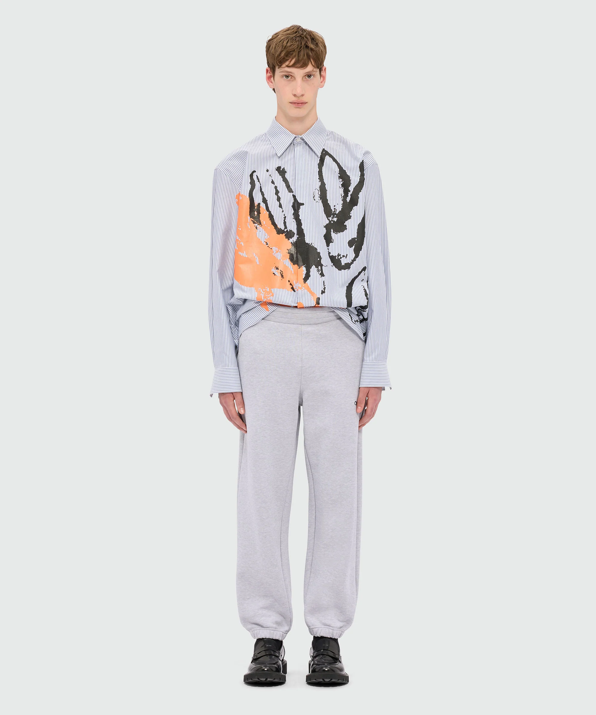 Grey melange jersey joggers with cursive MSGM logo - Image 2