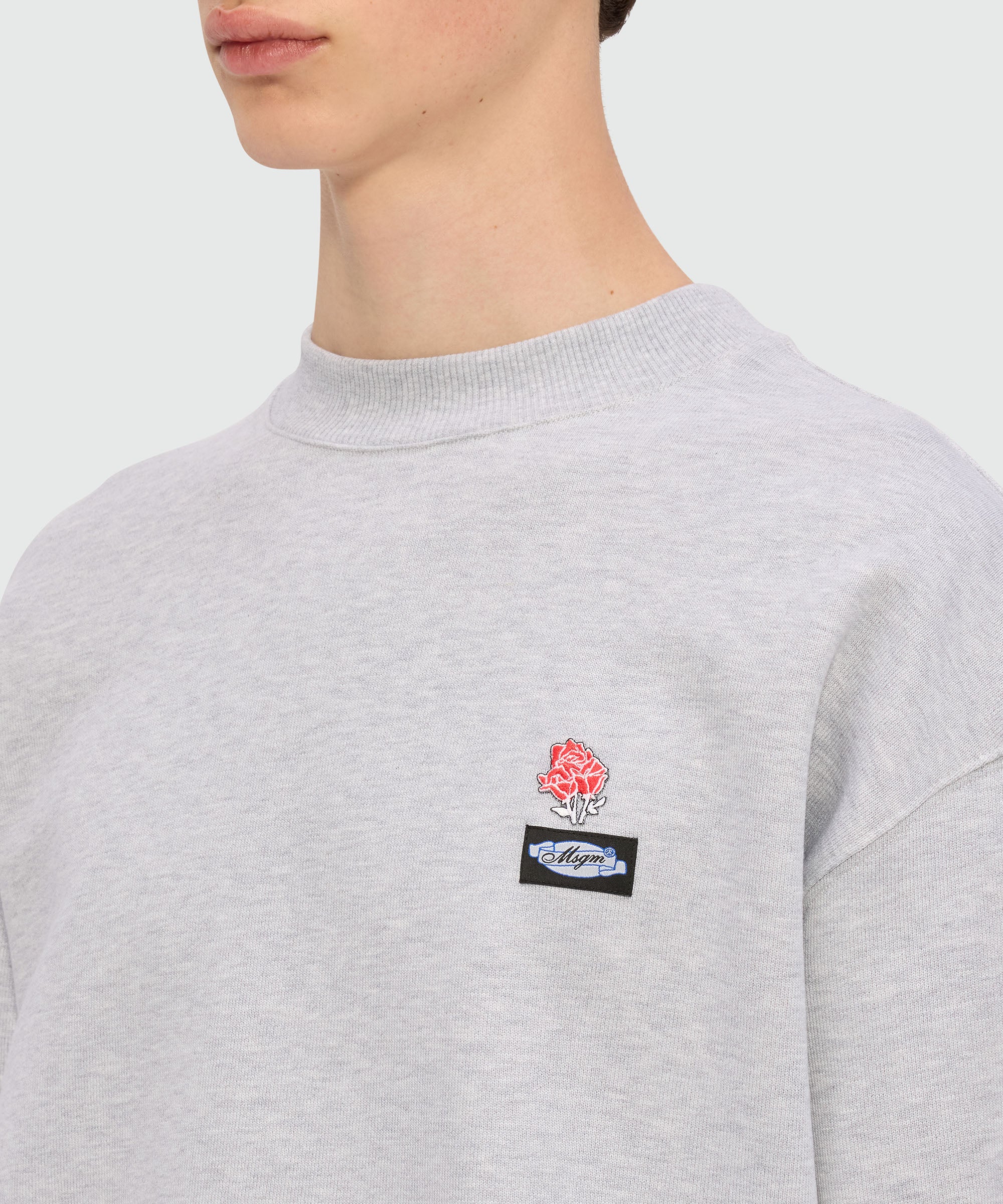Grey melange jersey sweatshirt with MSGM patch - Image 5