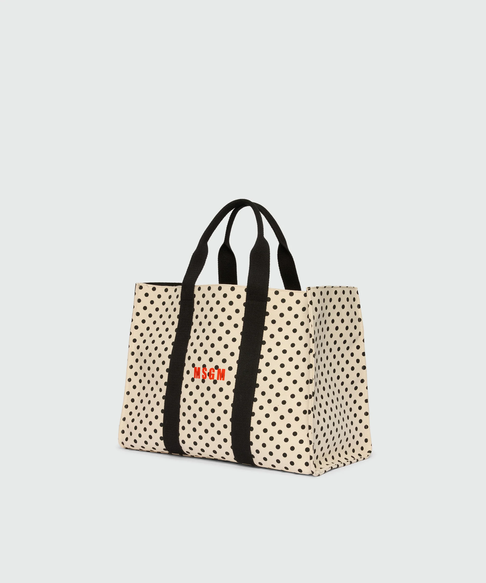 Horizontal canvas tote with polka dot print. - Image 4