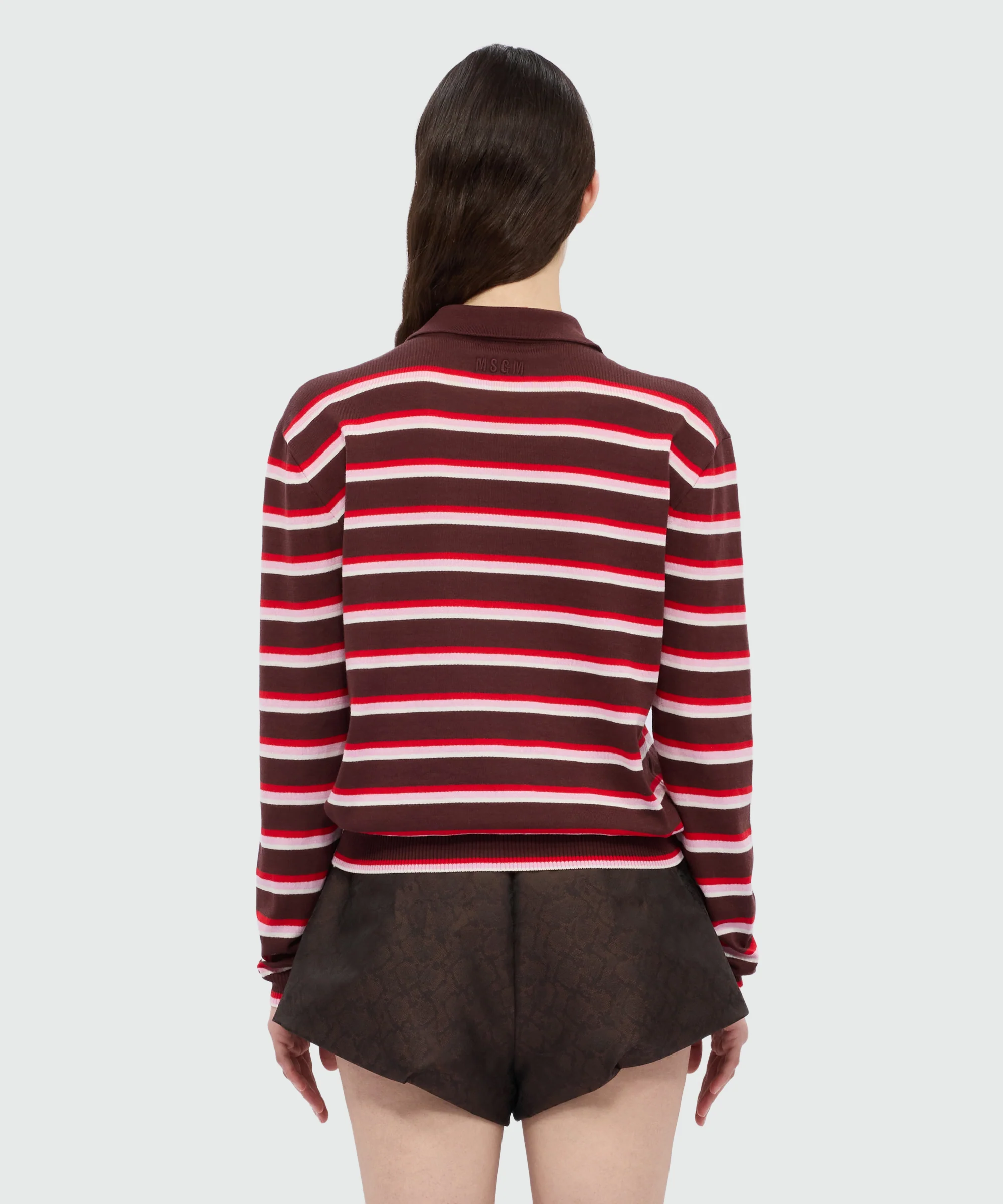Horizontal striped knit polo. - Image 3